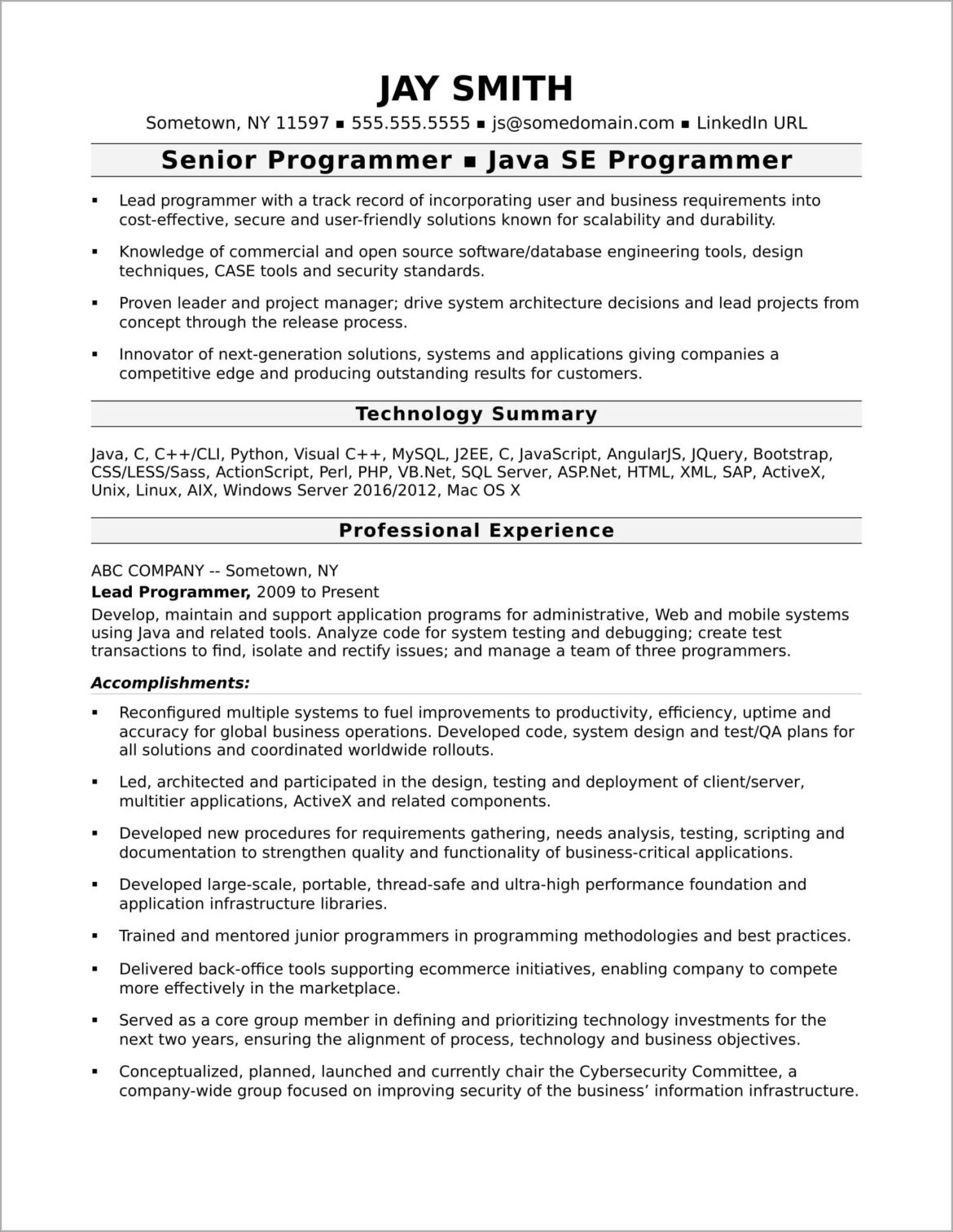 Entry Level Abap Developer Resume Examples