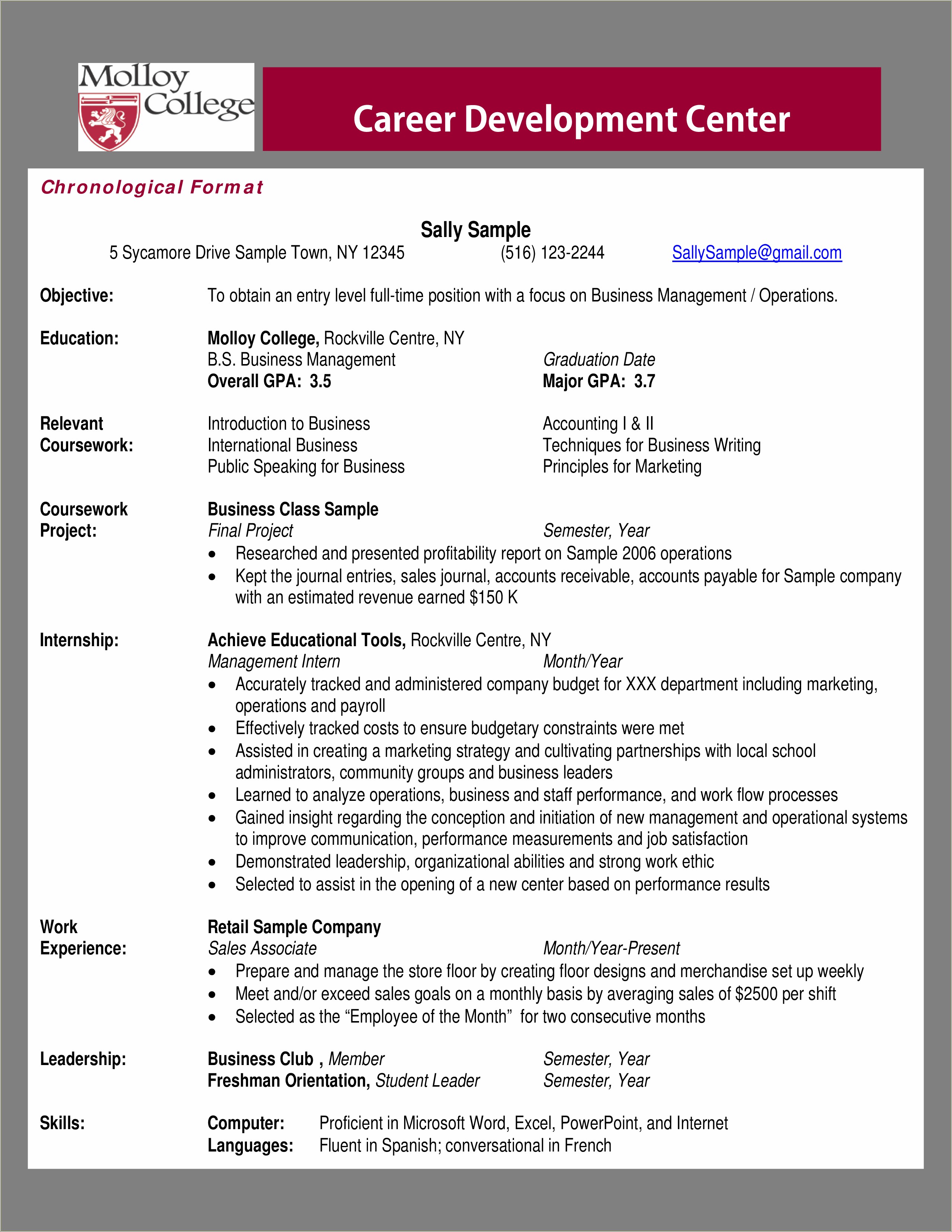 Entry Level Account Receivable Resume Sample