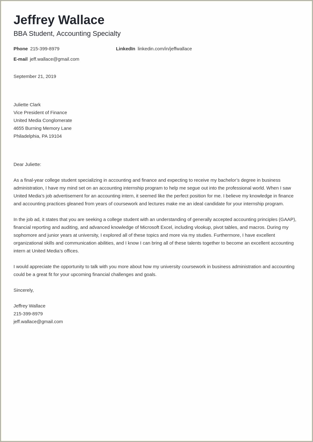 Entry Level Accounting Resume Cover Letter