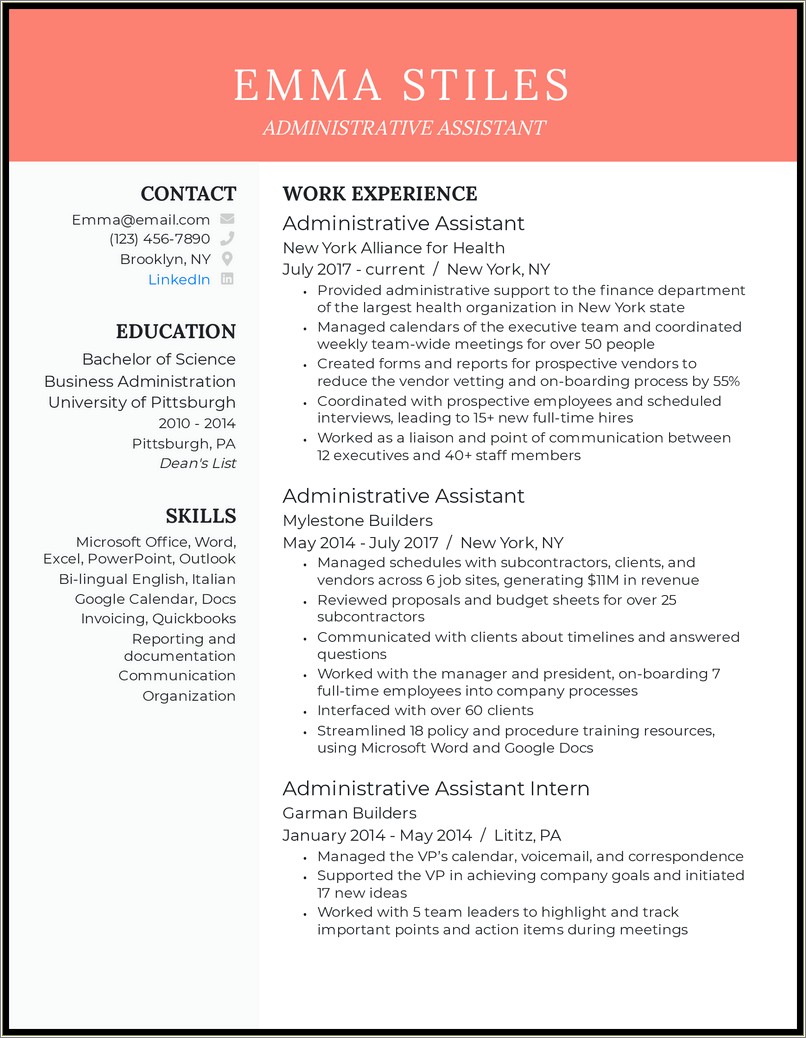 Entry Level Administrative Assistant Resume Objective