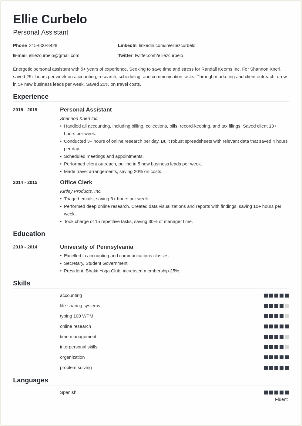 Entry Level Administrative Assistant Resume Summary