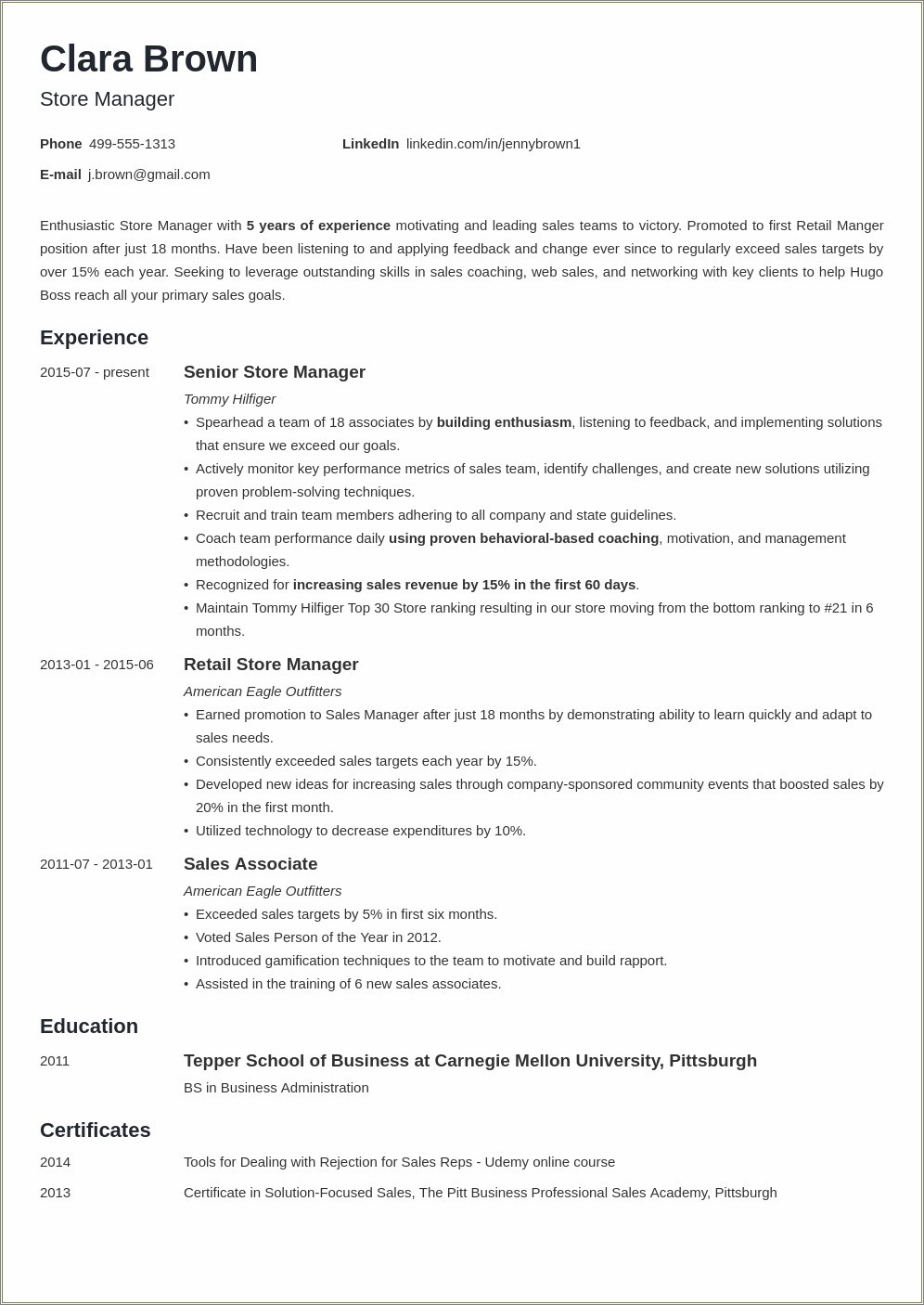 Entry Level Assistant Store Manager Resume