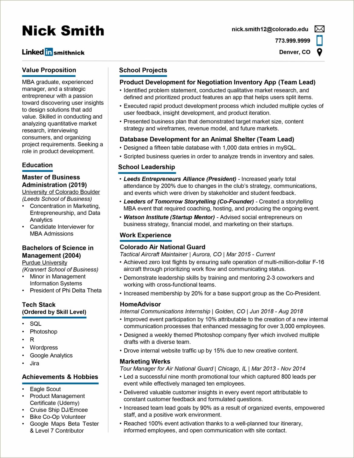 Entry Level Associate Product Manager Resume