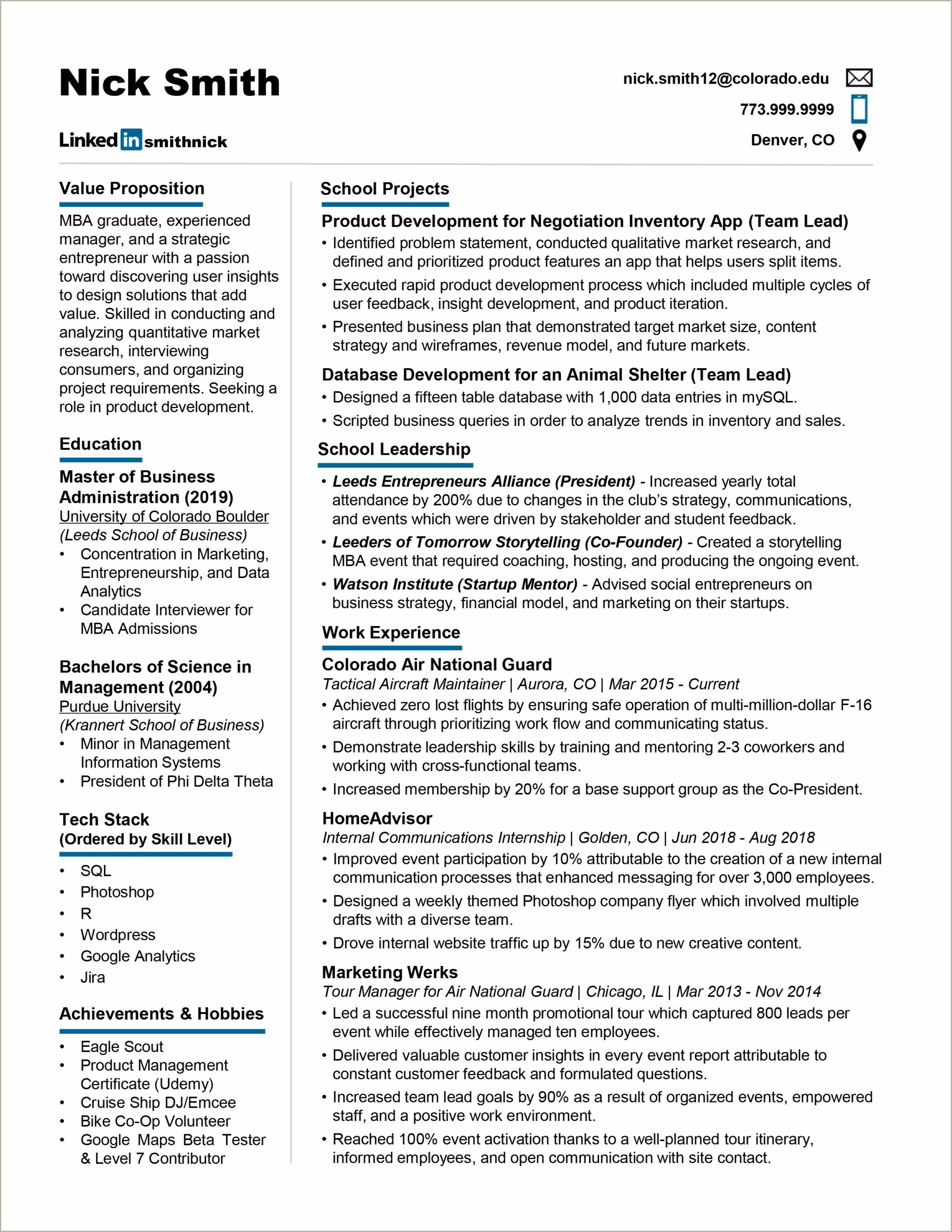 Entry Level Associate Product Manager Resume