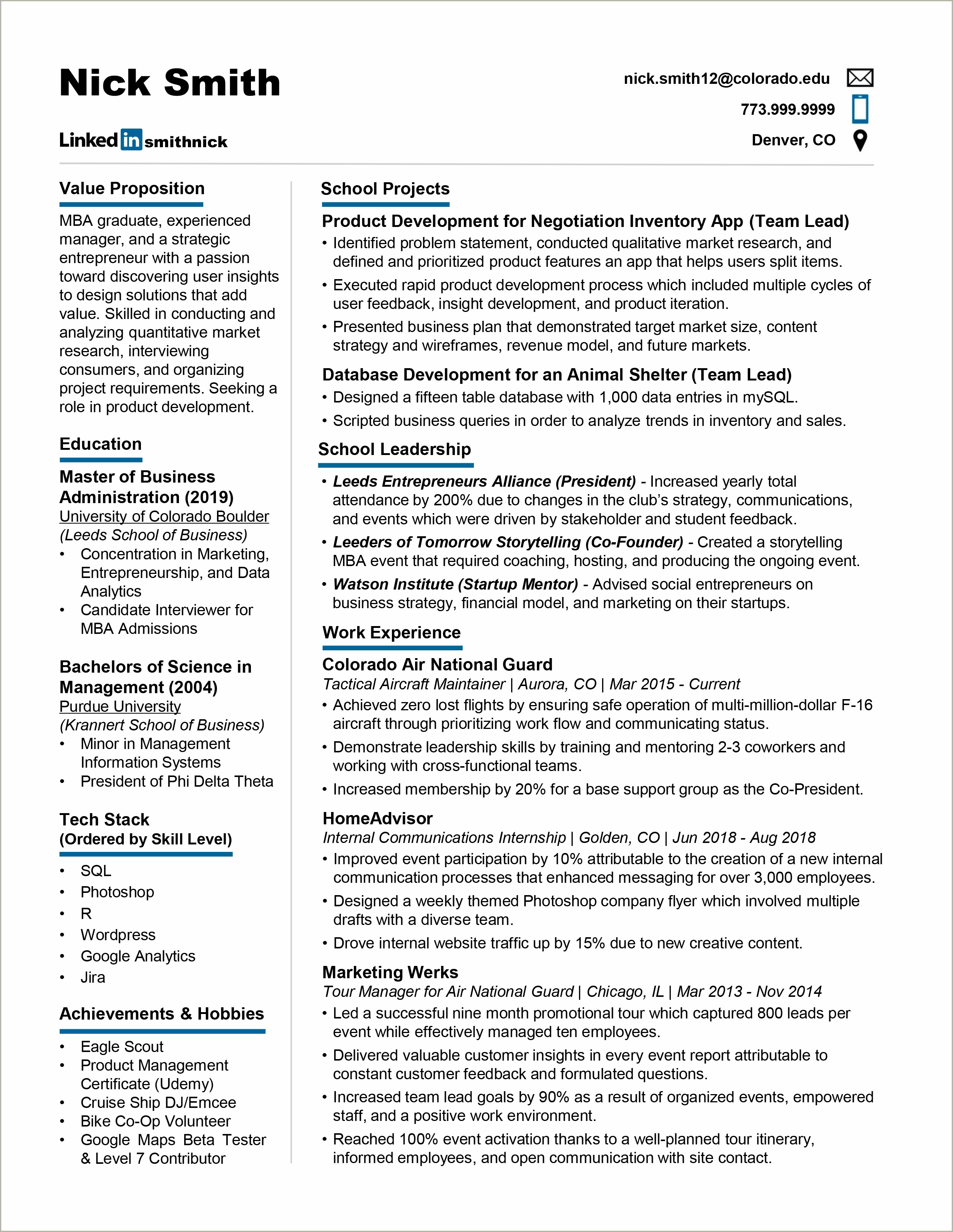 Entry Level Associate Product Manager Resume