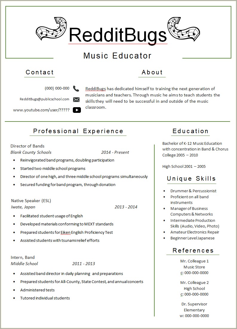 Entry Level Band Director Resume Examples