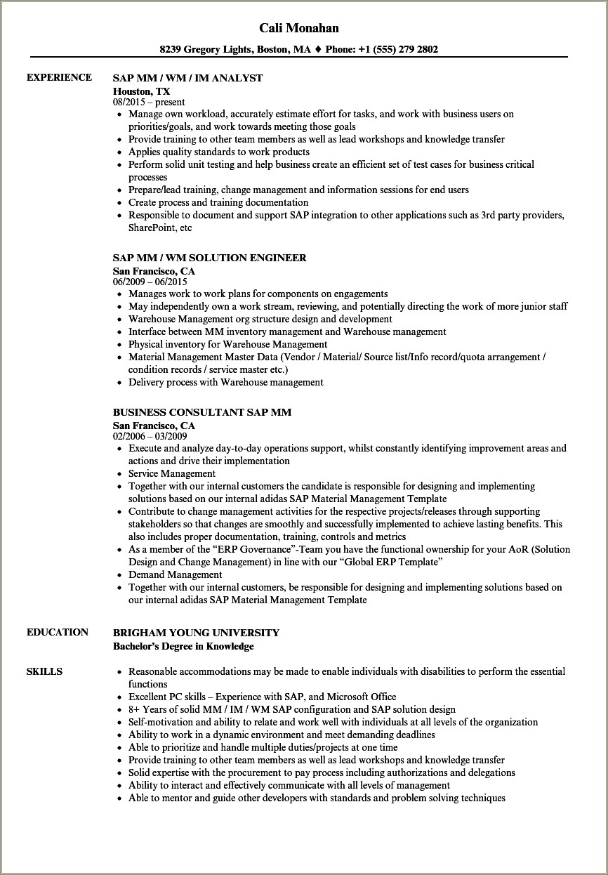 Entry Level Business Consulting Resume Examples