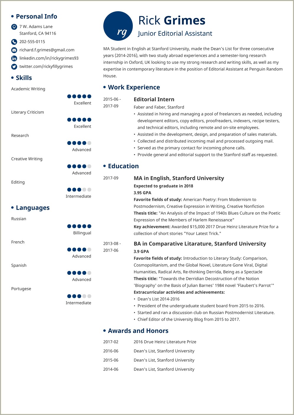 Entry Level Career Summary For Resume