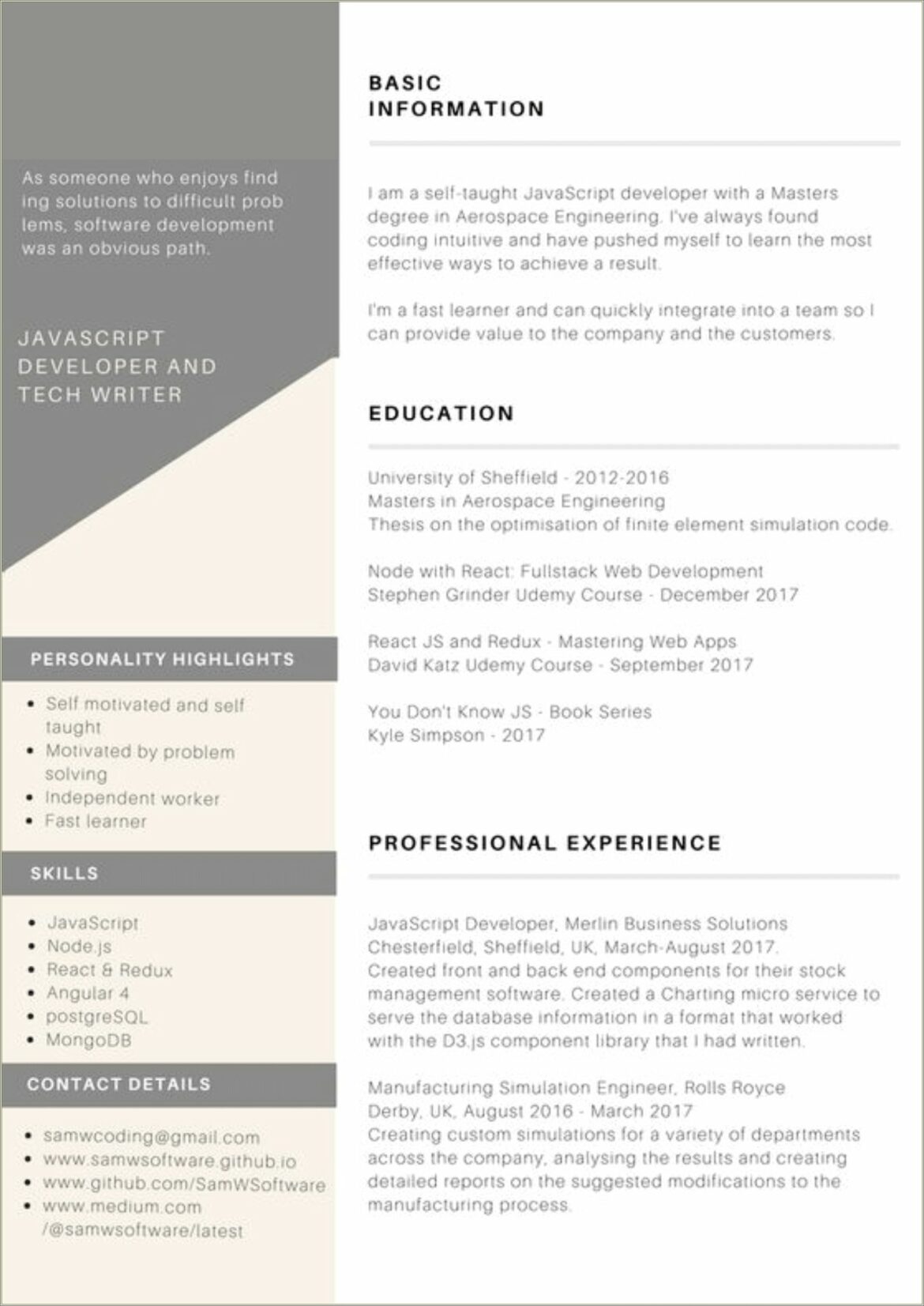 Entry Level Devloper Resume Examples