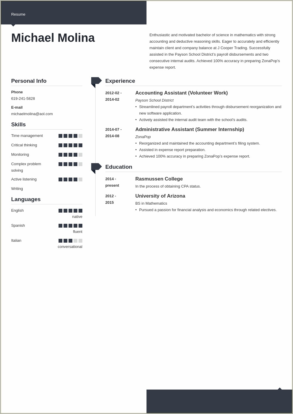 Entry Level Example Resumes For Accounting Technician