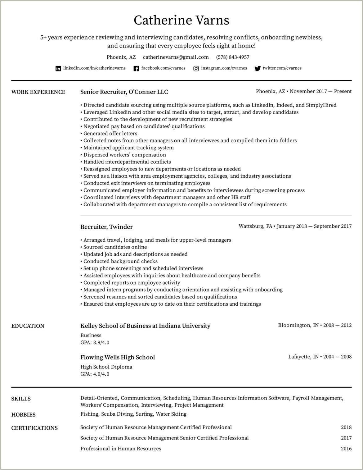 Entry Level It Recruiter Resume Sample