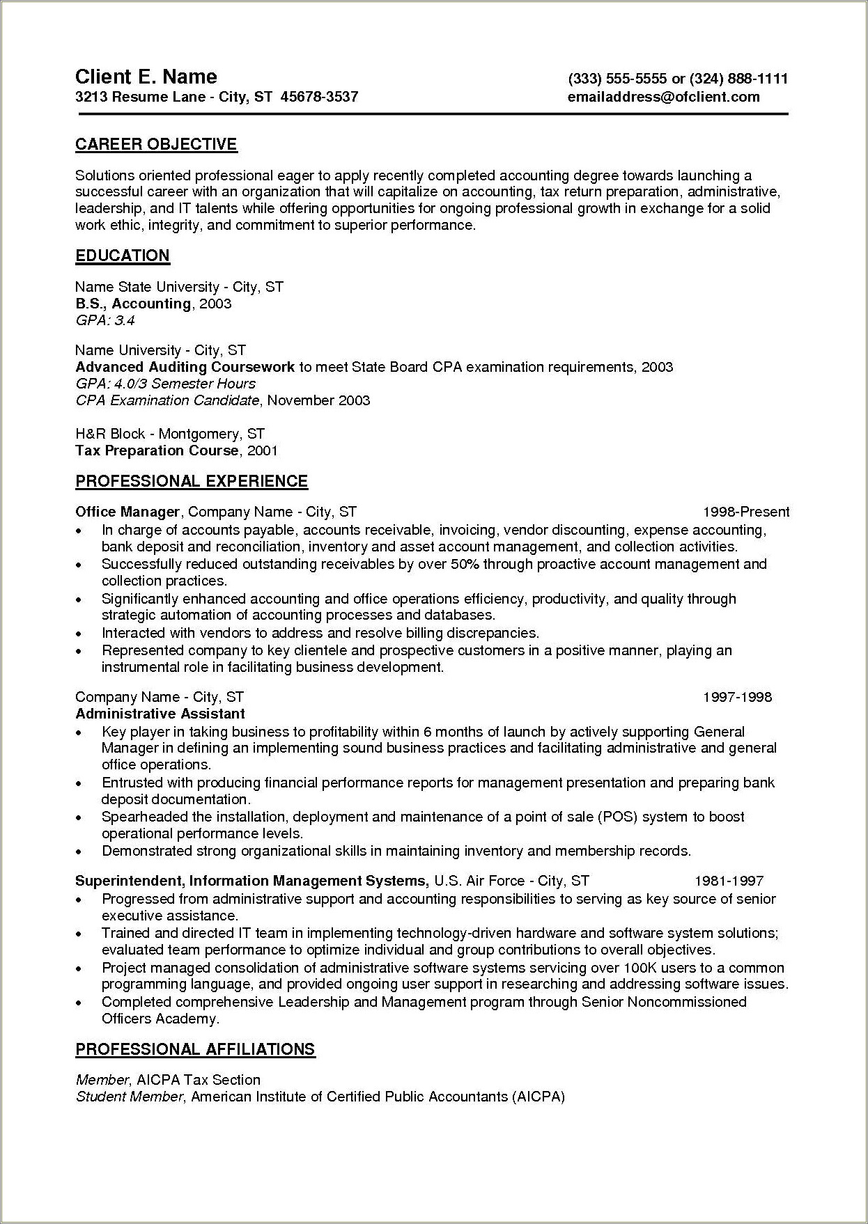 Entry Level It Work Resume Template