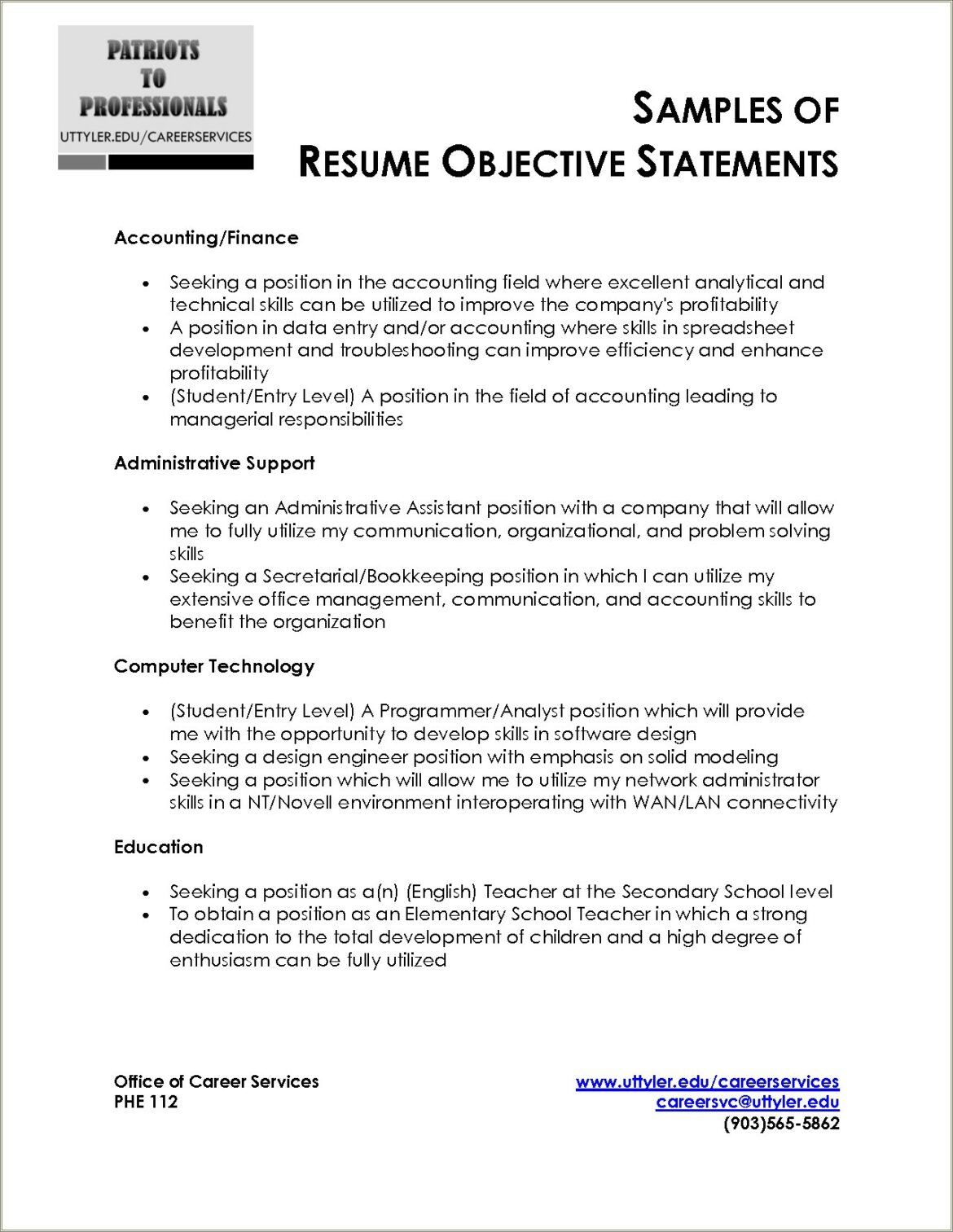 Entry Level Management Resume Objective Examples