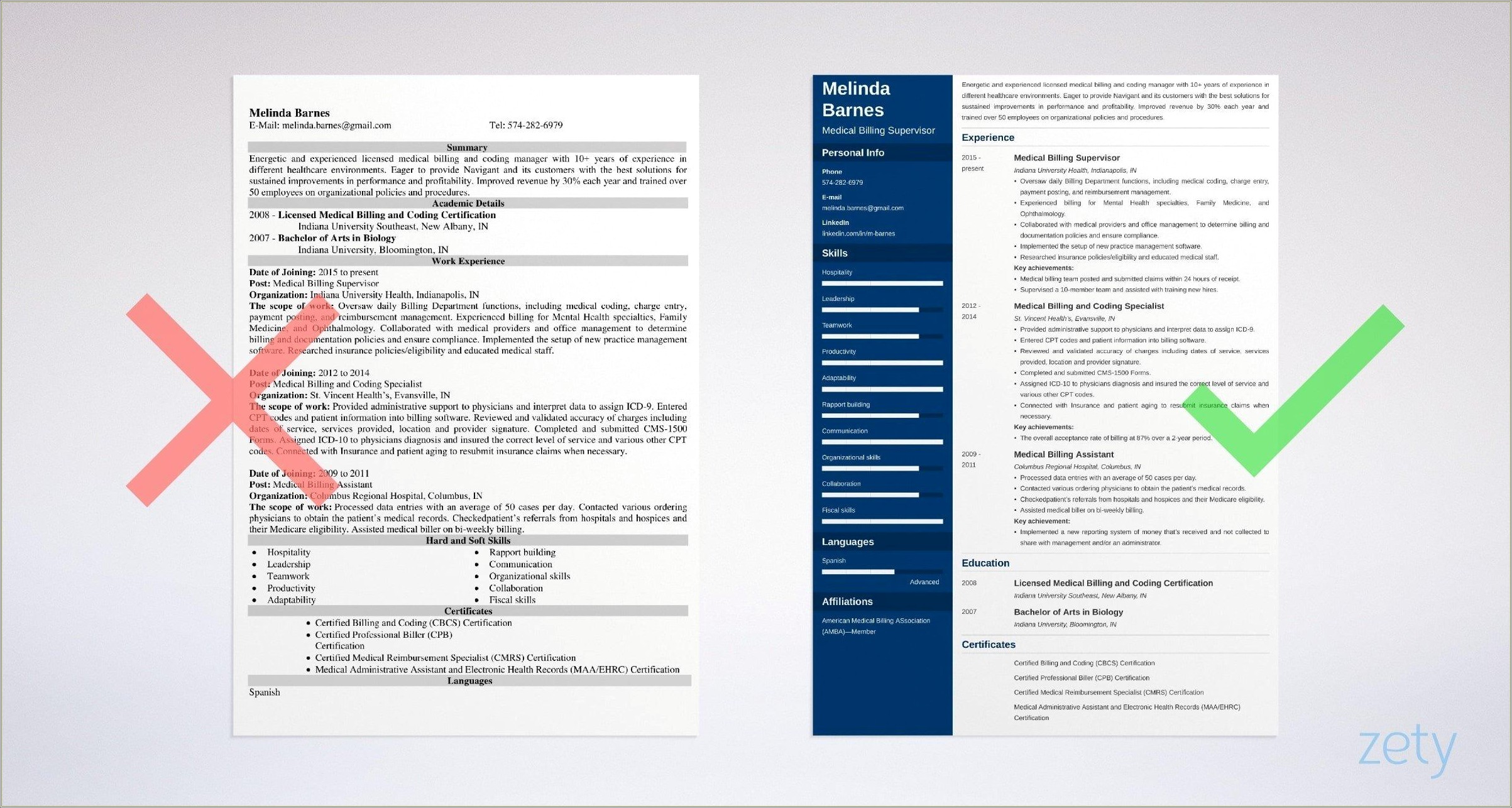 Entry Level Medical Billing And Coding Resume Templates