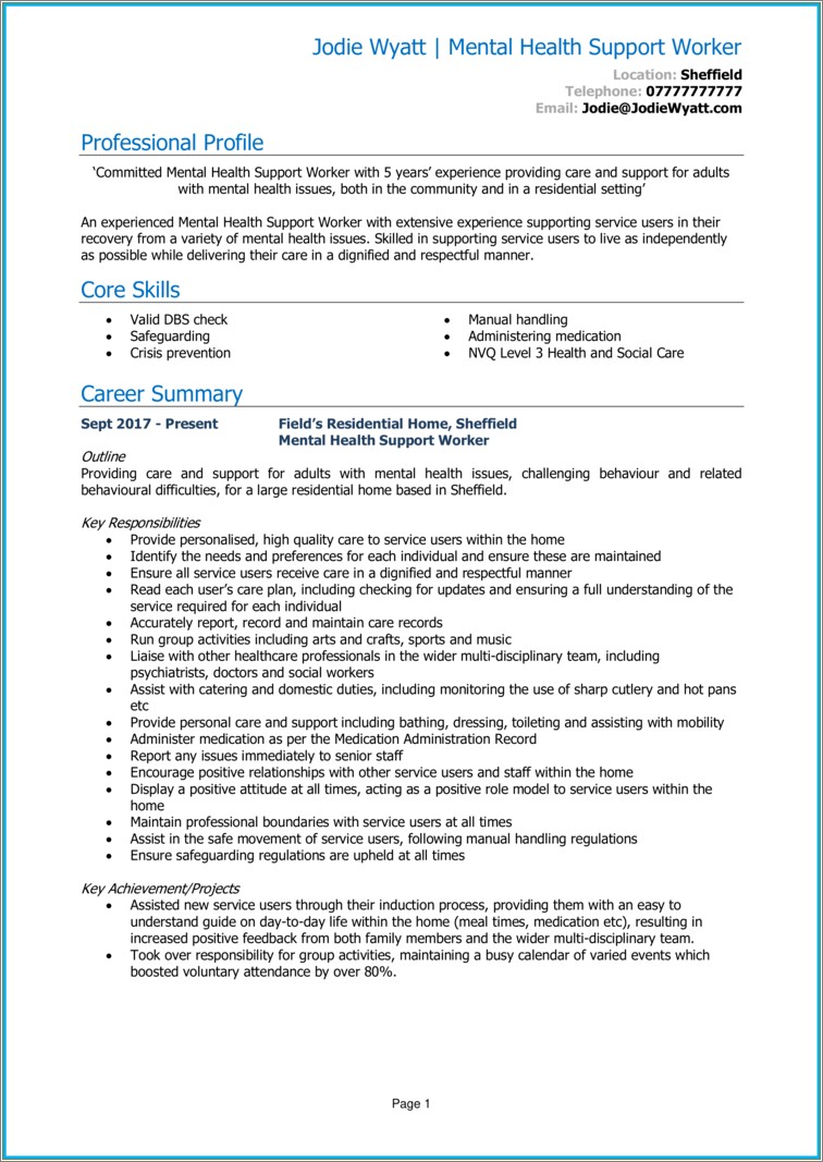 Entry Level Mental Health Counseling Resume Examples