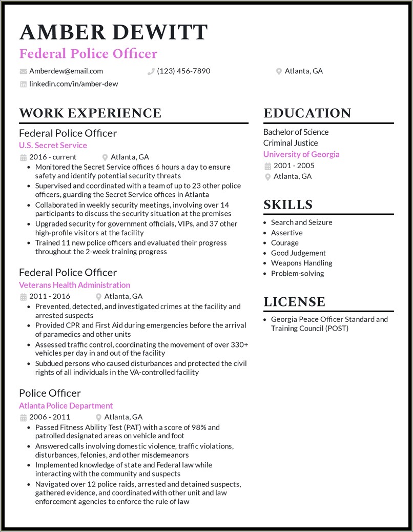 Entry Level Mi State Police Resume Example