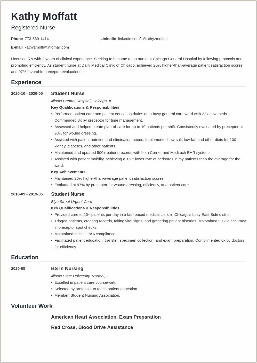 Entry Level Nursing Resume Examples 2019