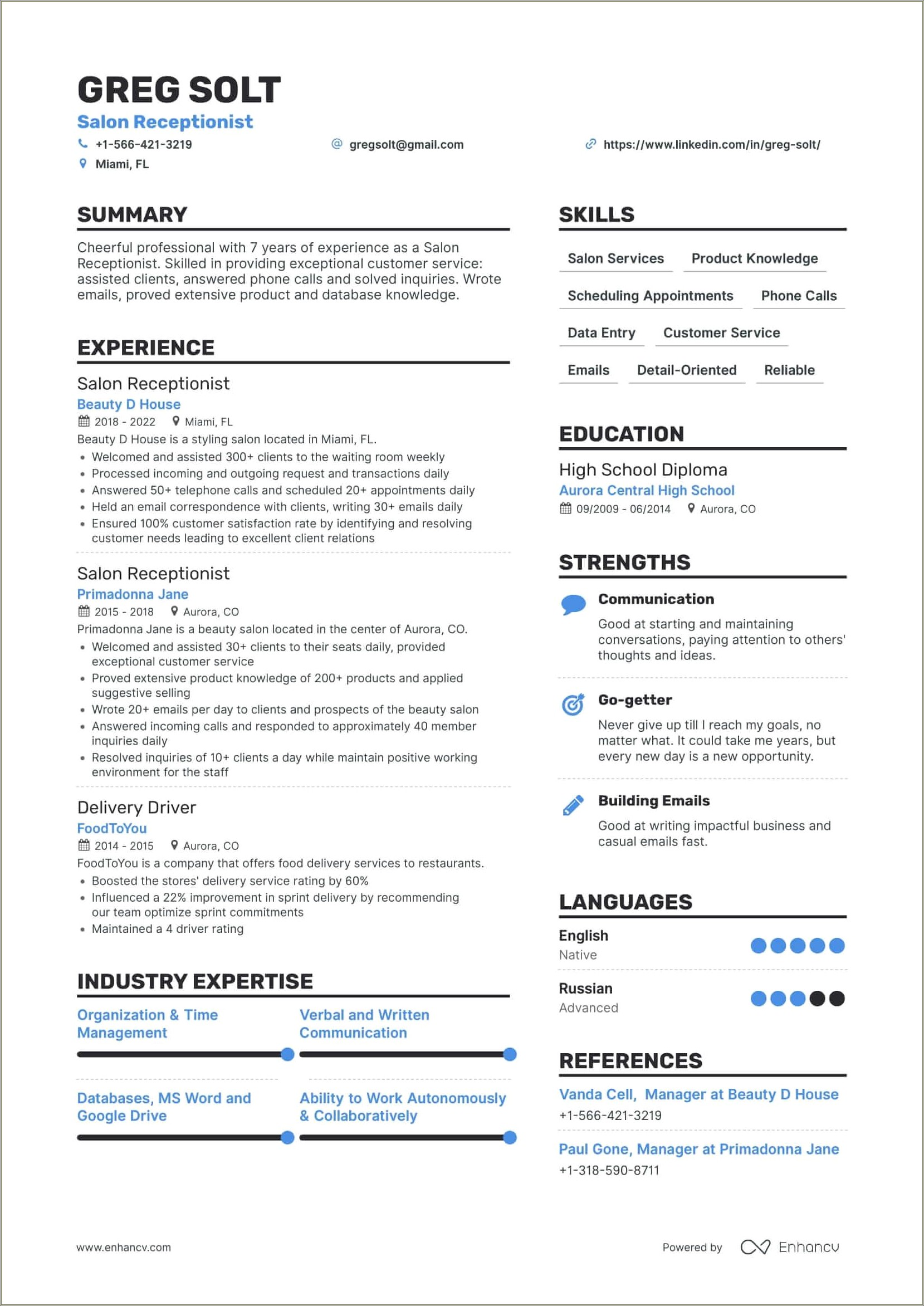 Entry Level Occupacny Planner Resume Example