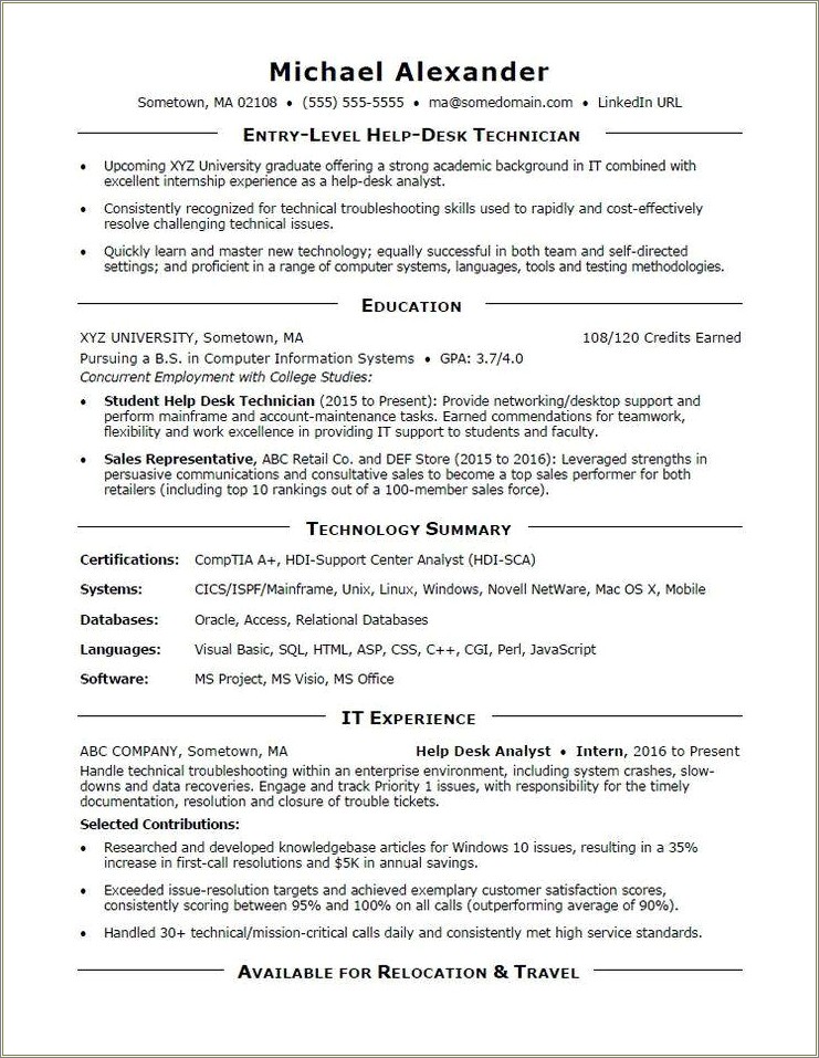 Entry Level Part Time Jobs Resume Template Download