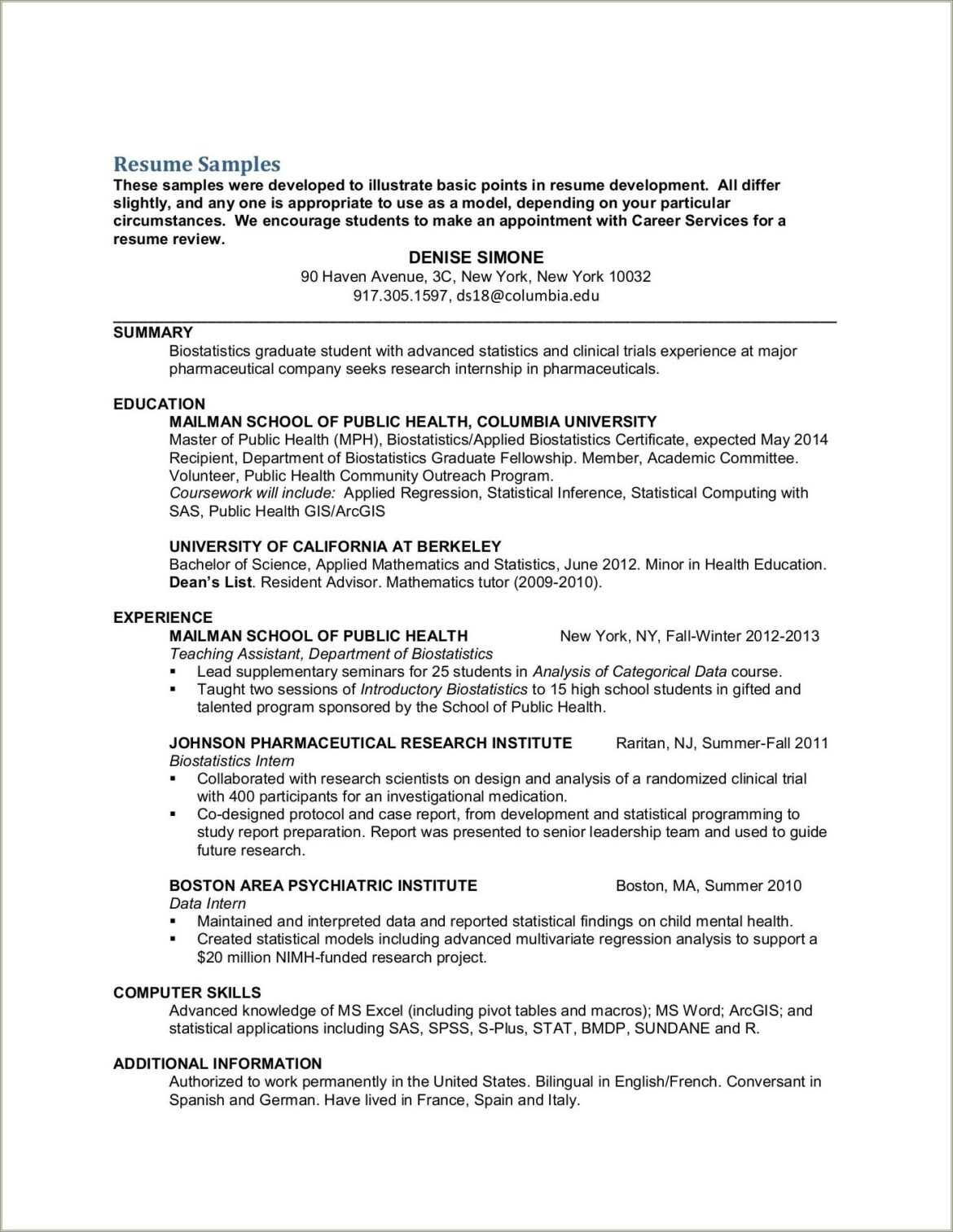 Entry Level Public Health Resume Examples