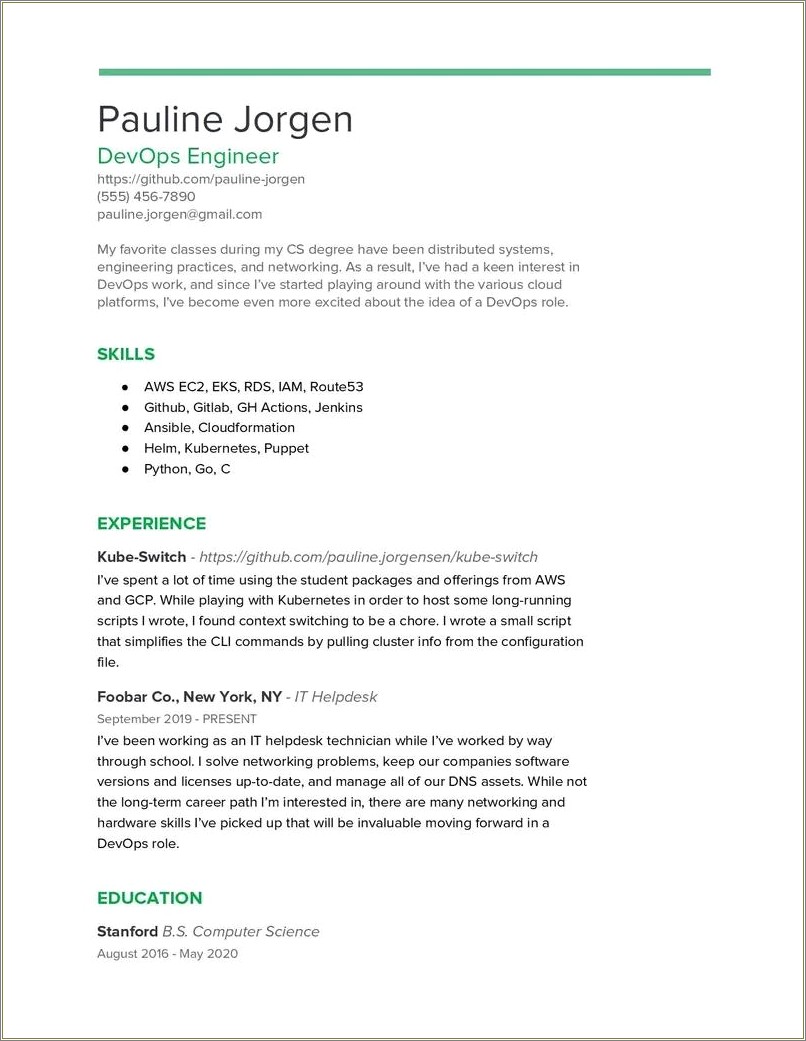Entry Level Resume Examples For Computer Science