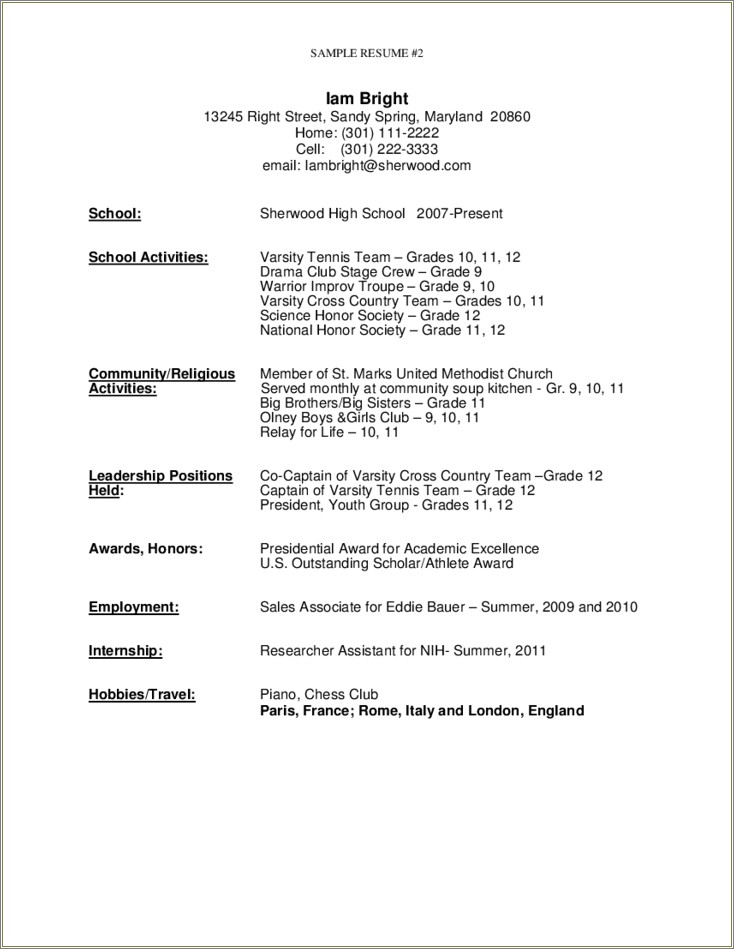 Entry Level Resume High School Graduate