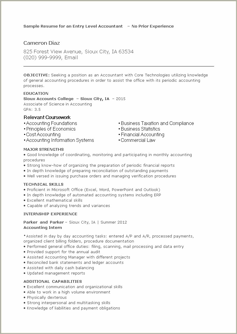 Entry Level Resume No Experience Examples Pd