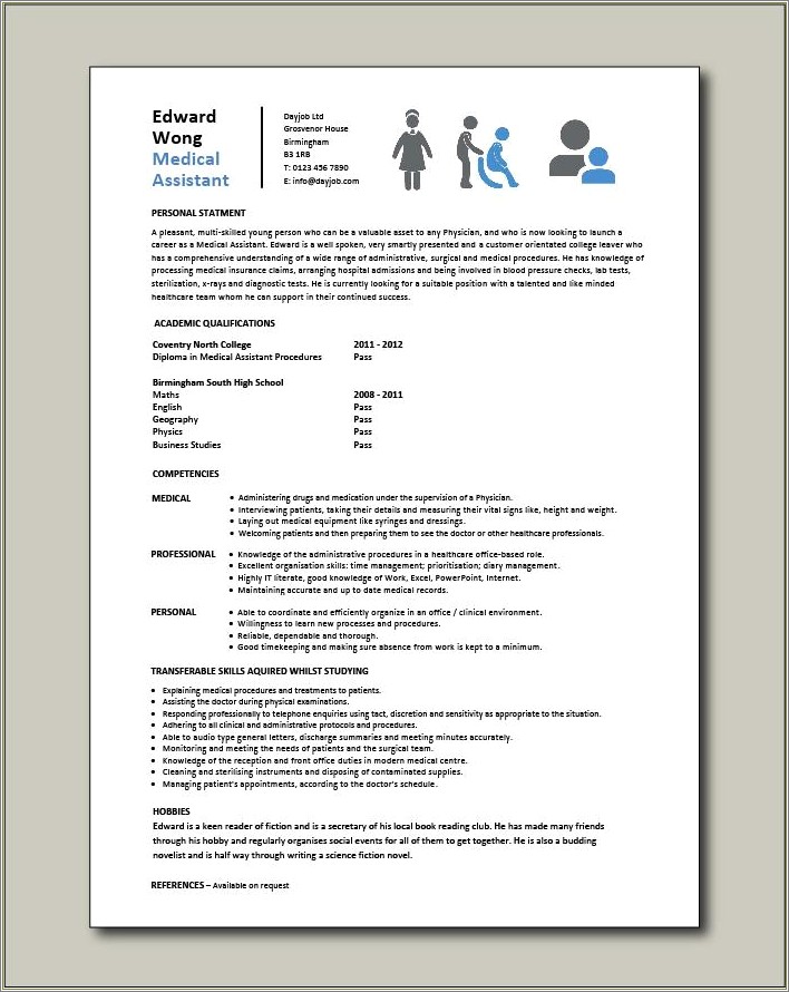 Entry Level Resume Sample For Medical Assistant