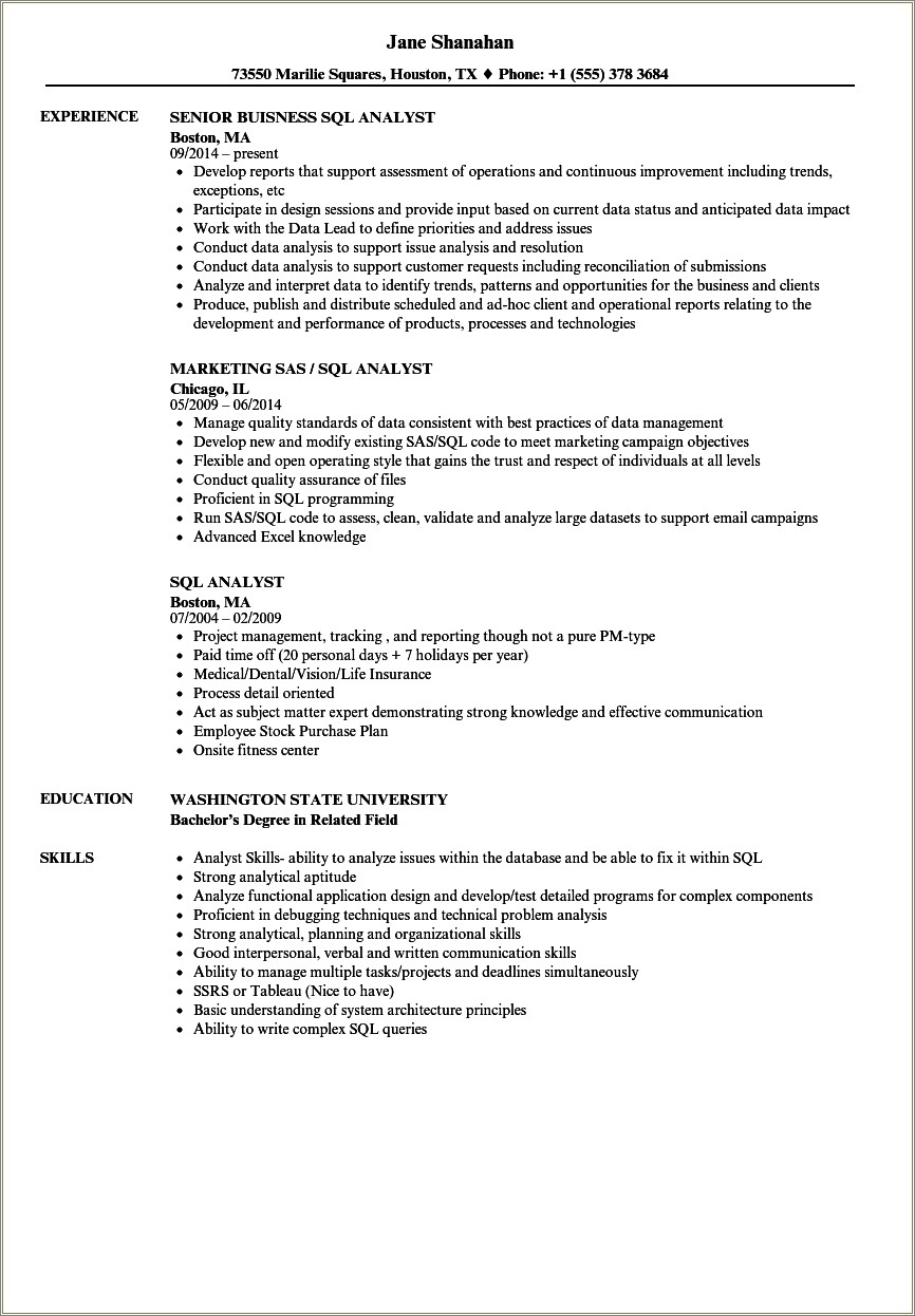 Entry Level Risk Analyst Resume Sample