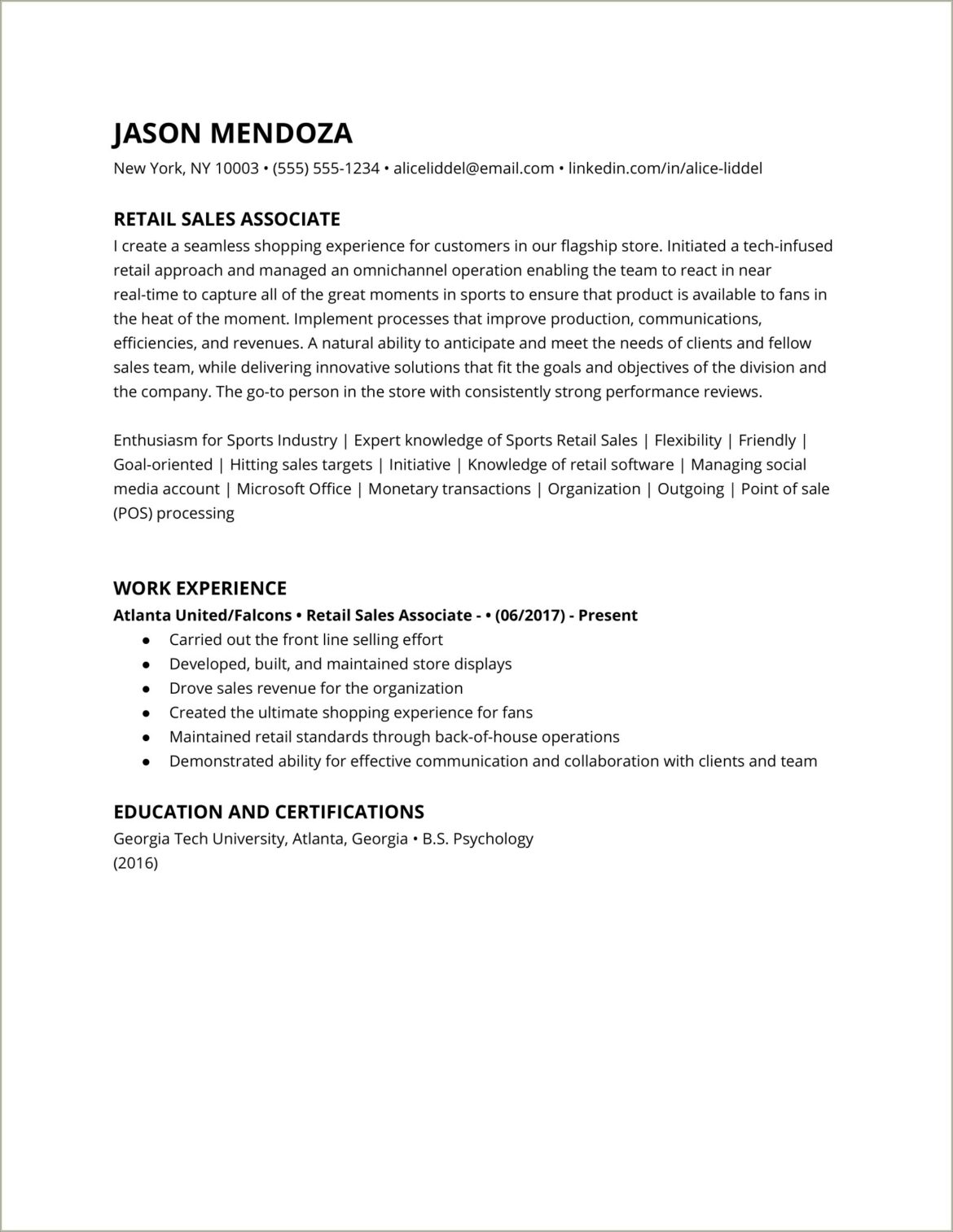 Entry Level Sales Associate Resume Examples