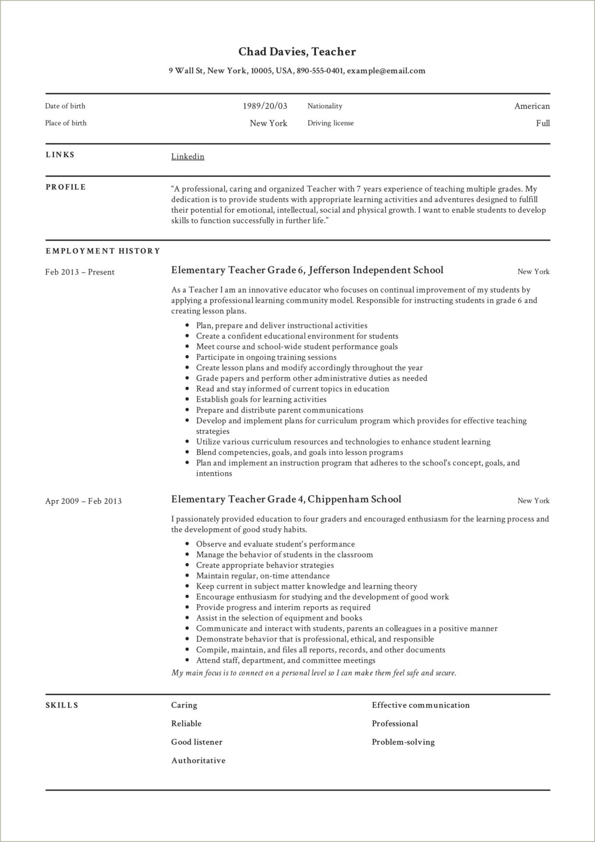 Entry Level Teacher Resume Objective Examples