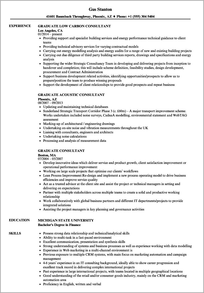 Environmental Consultant Job Description For Resume