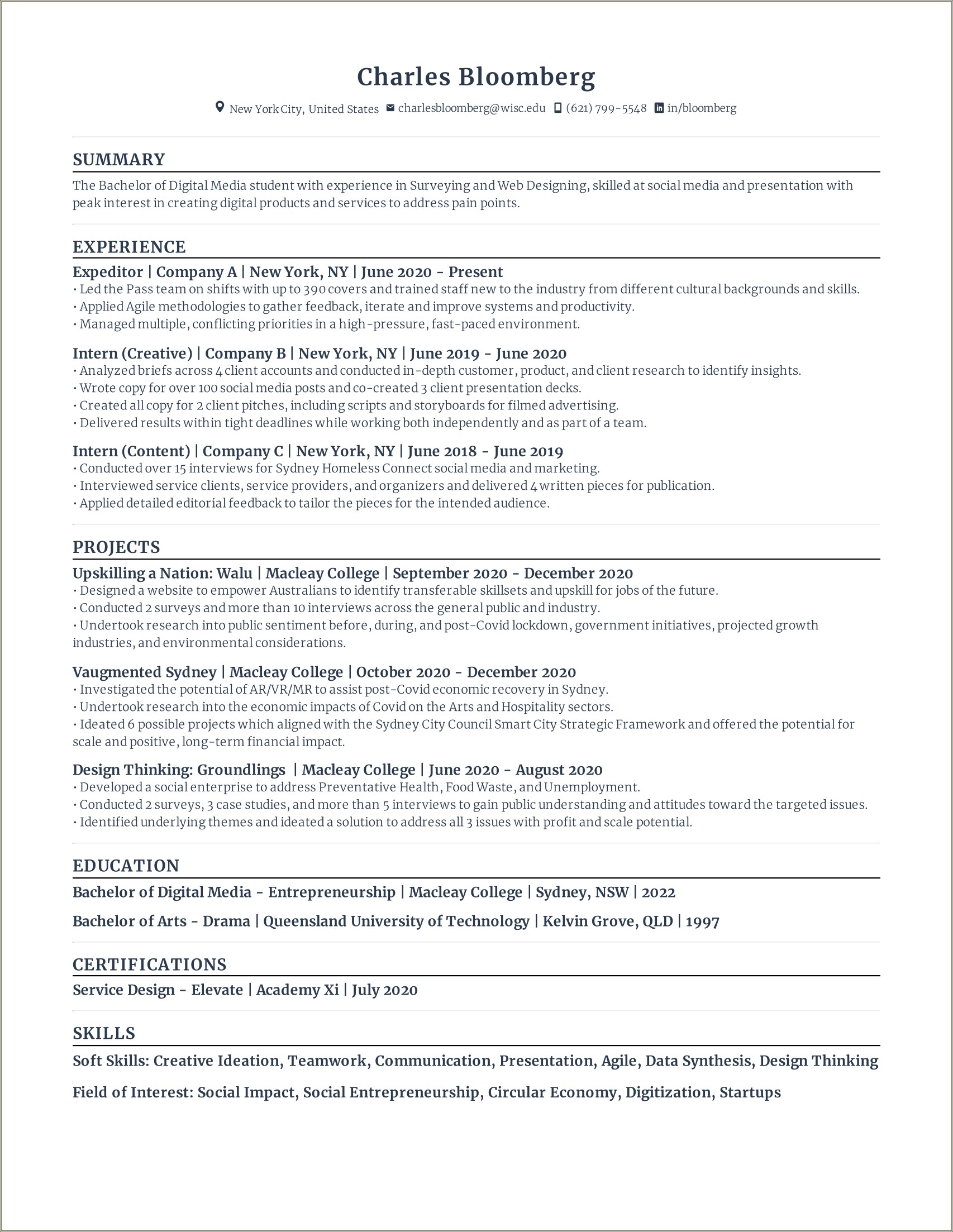 Environmental Service General Manager Example Resume