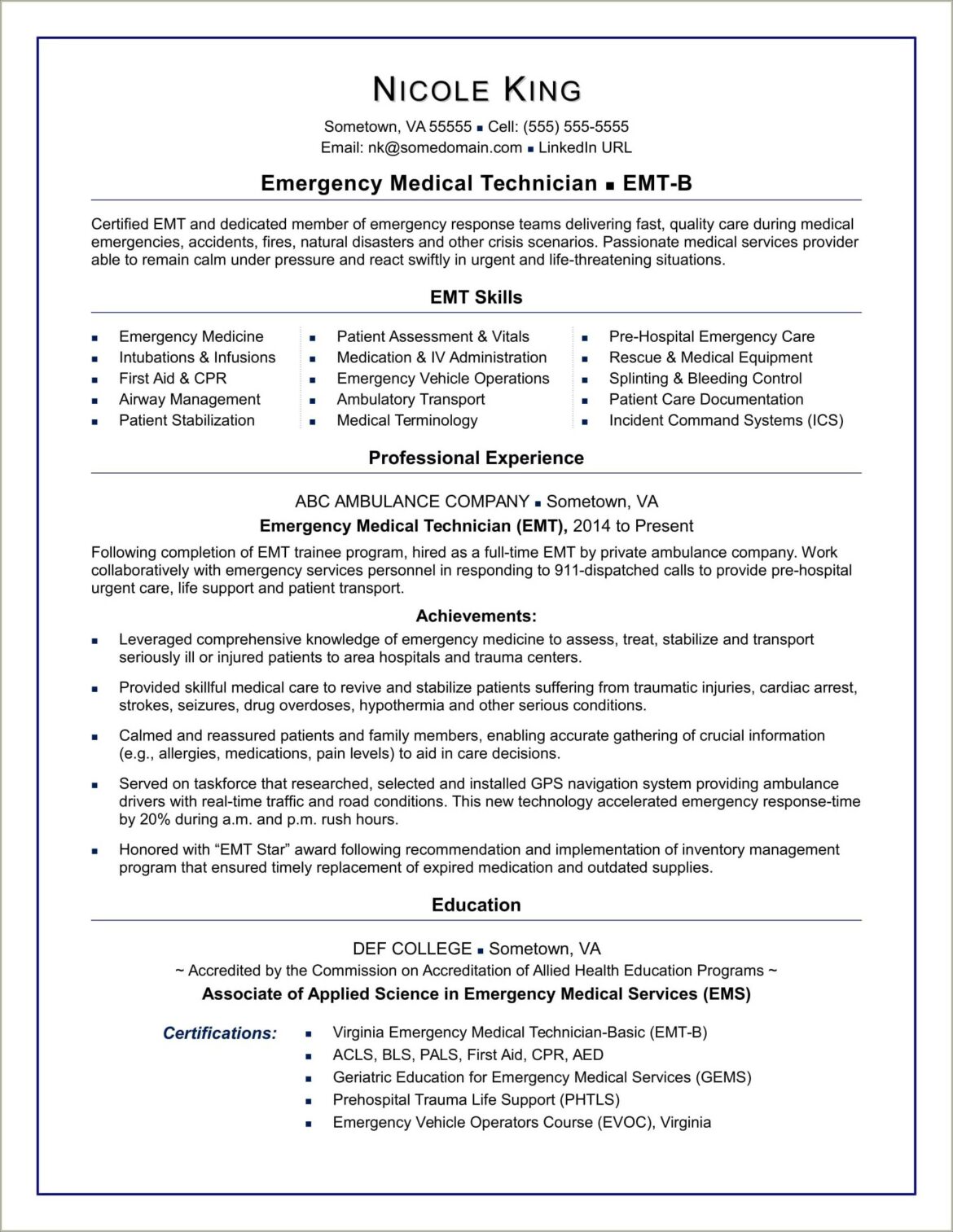 Er Tech Job Description For Resume