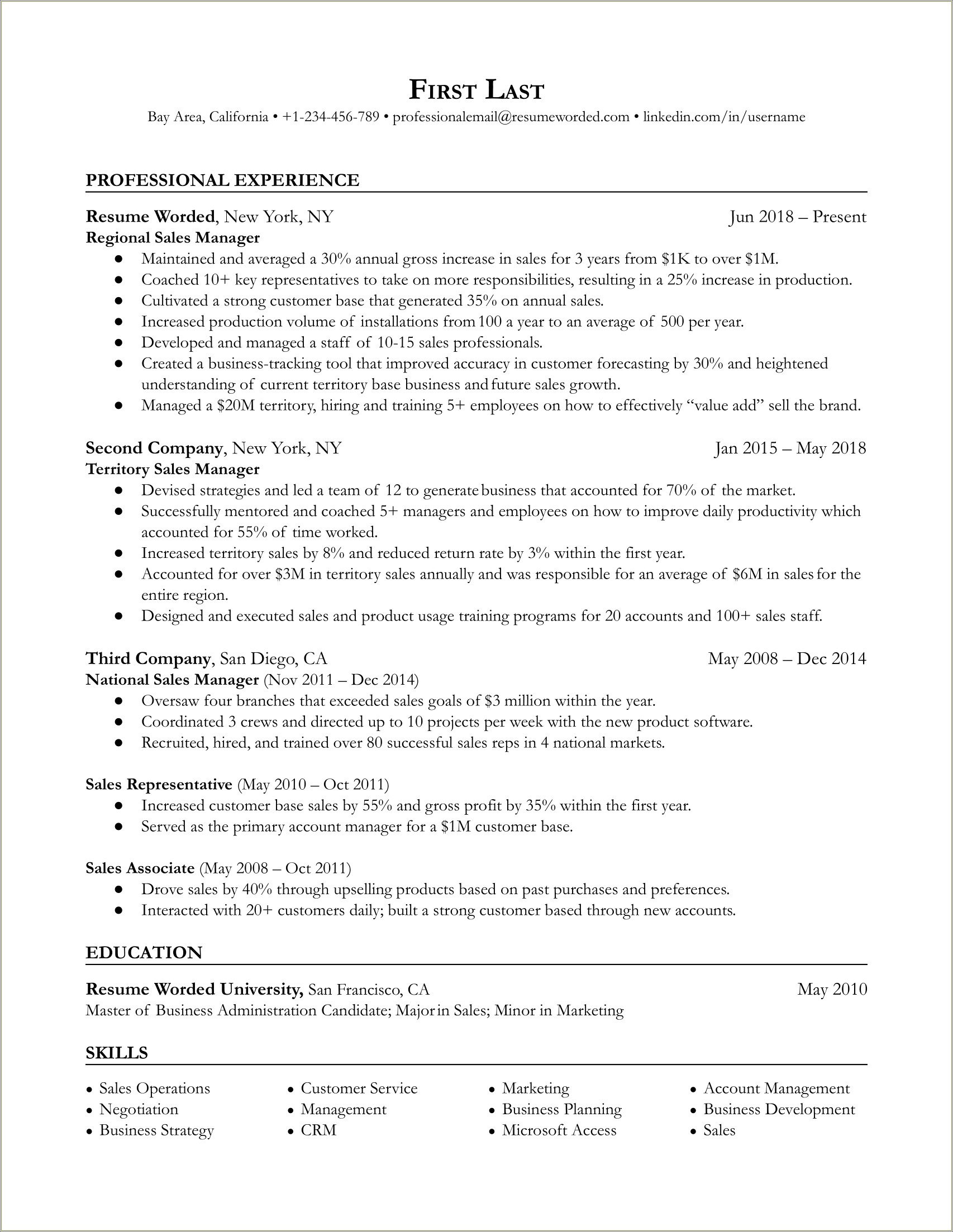 Esample Of A Private Estate Manager Resume