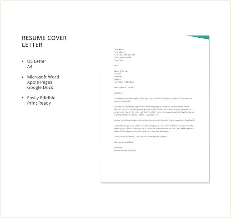 Example Cover Letter For Resume Google Docs