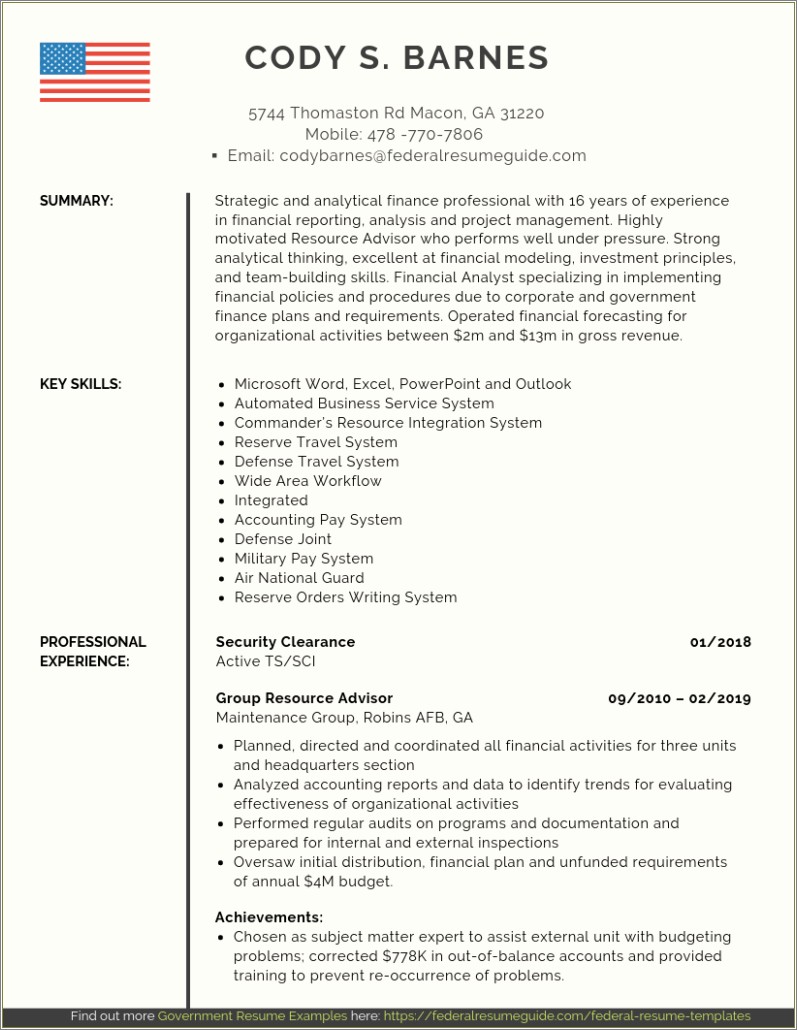 Example Federal Resumes Of Career Counselors