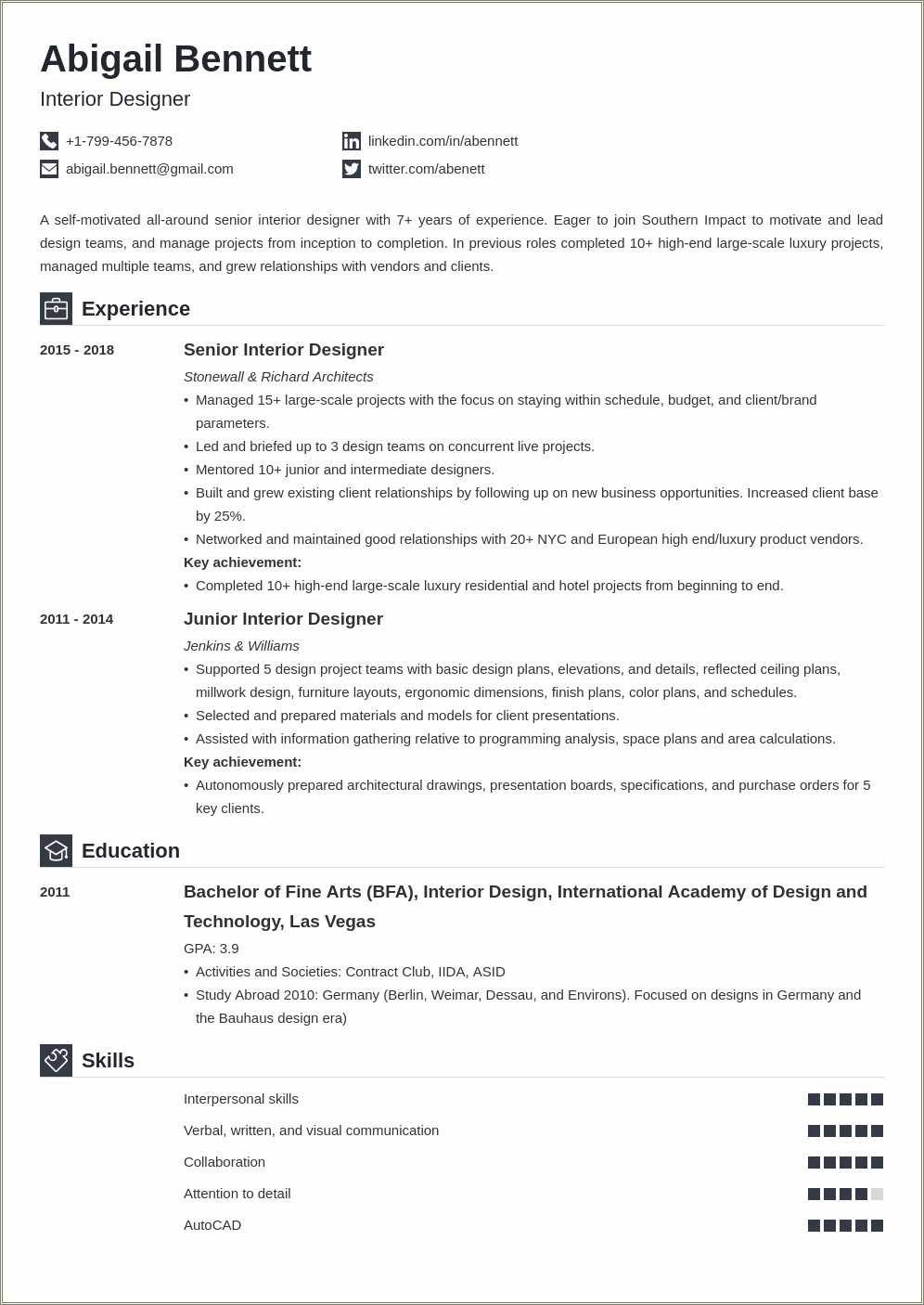 Example Introduction For Resume For Interior Designer