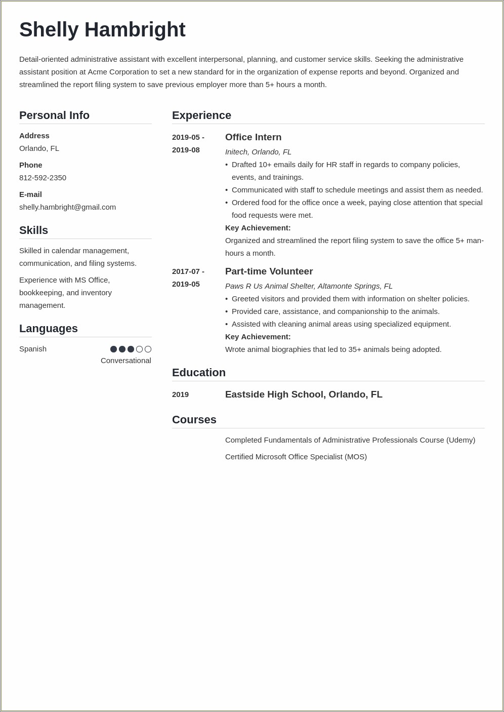 Example Objective For Resume For Administrative Support Personnel
