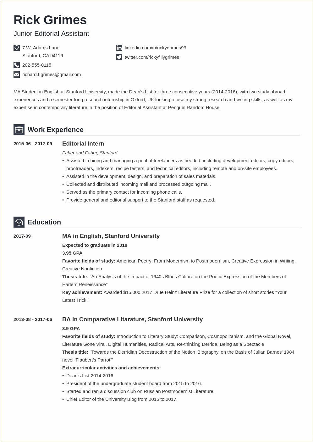 Example Of A College Graduate Resume