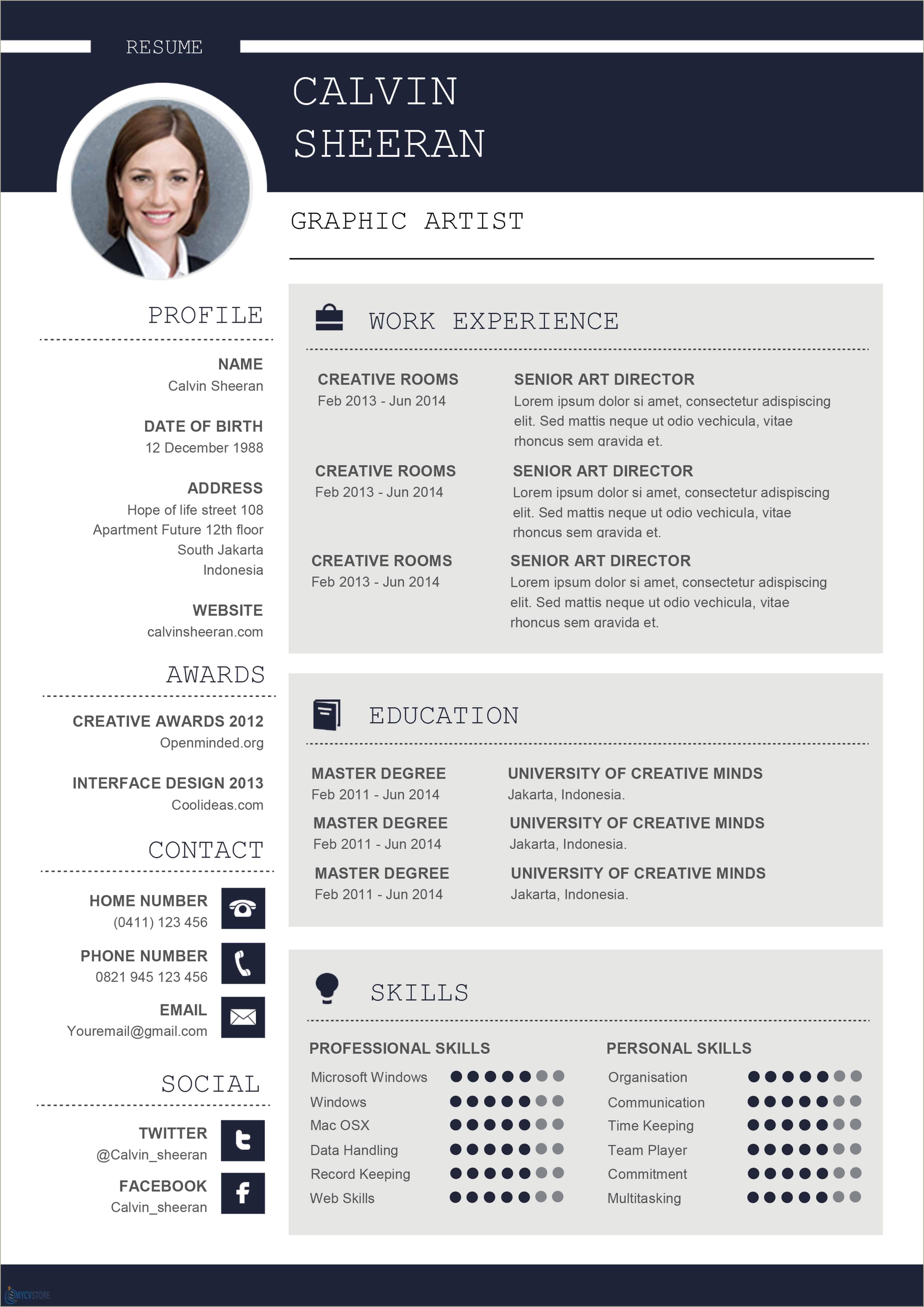 Example Of A Creative Resume Using Microsoft Word