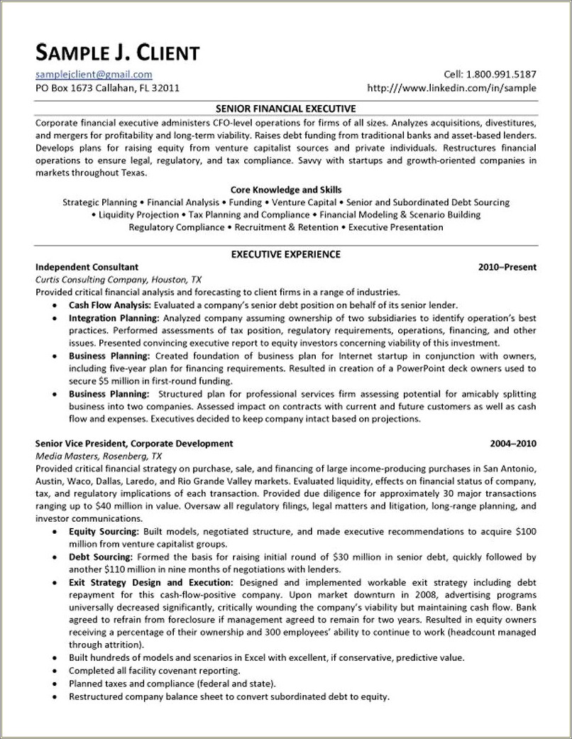 Example Of A Finance Resume Summary Statement