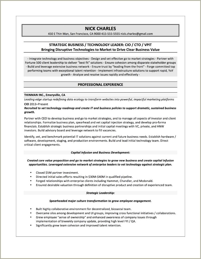 Example Of A Functional It Tech Resume