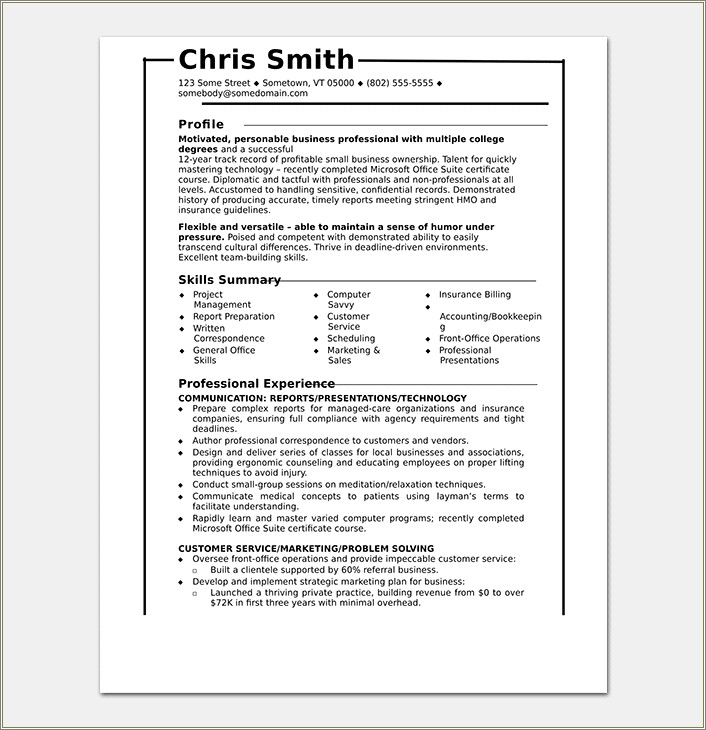 Example Of A Functional Resume Format