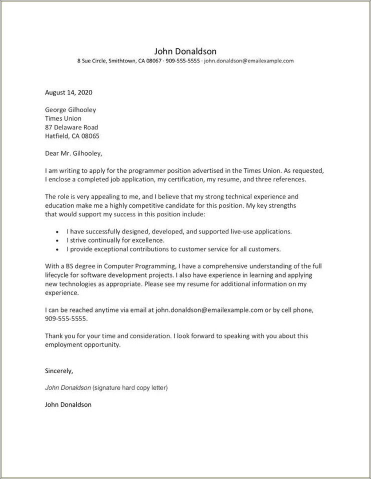 Example Of A General Cover Letter For Resume