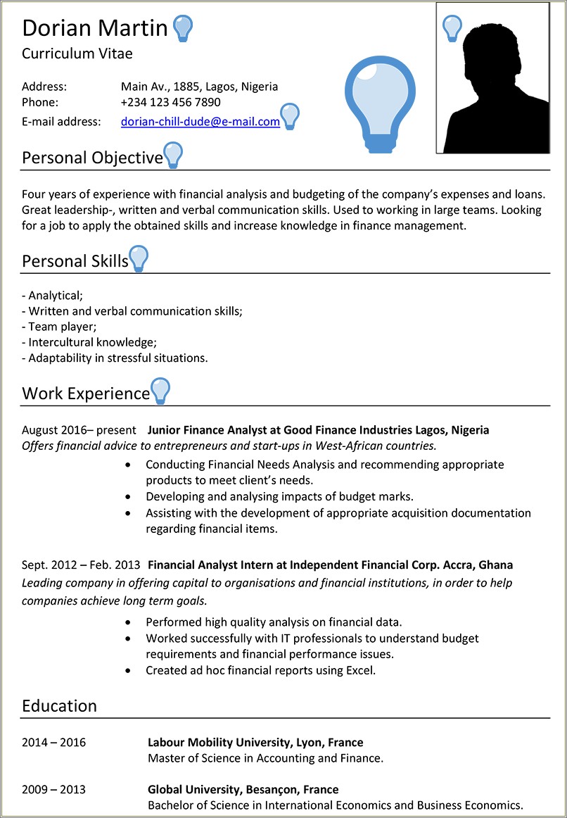 Example Of A Good Resume In Nigeria