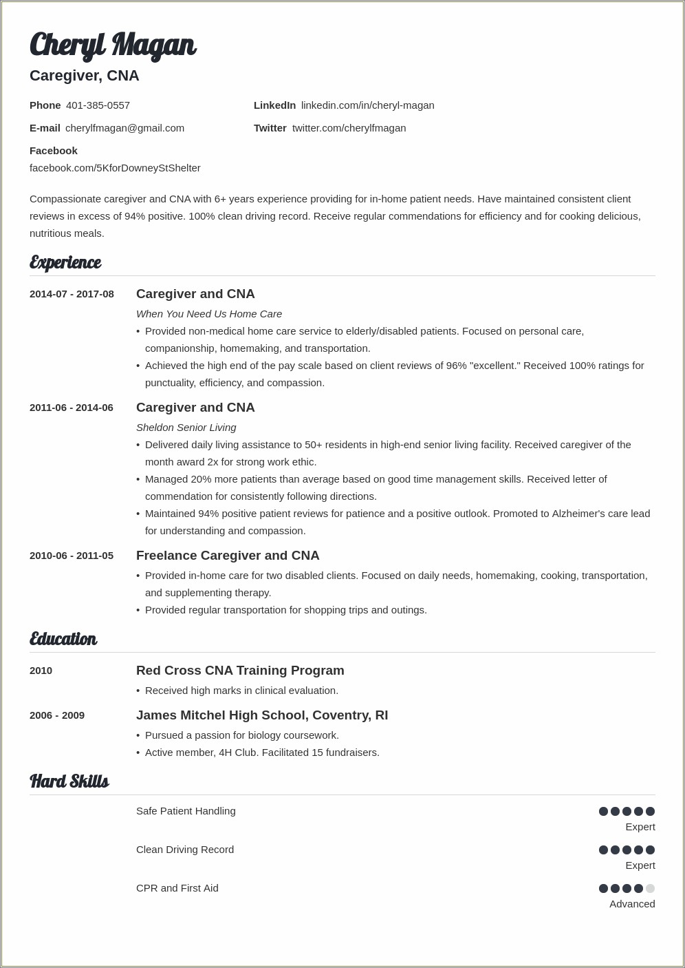 Example Of A Healthcare Worker Resume