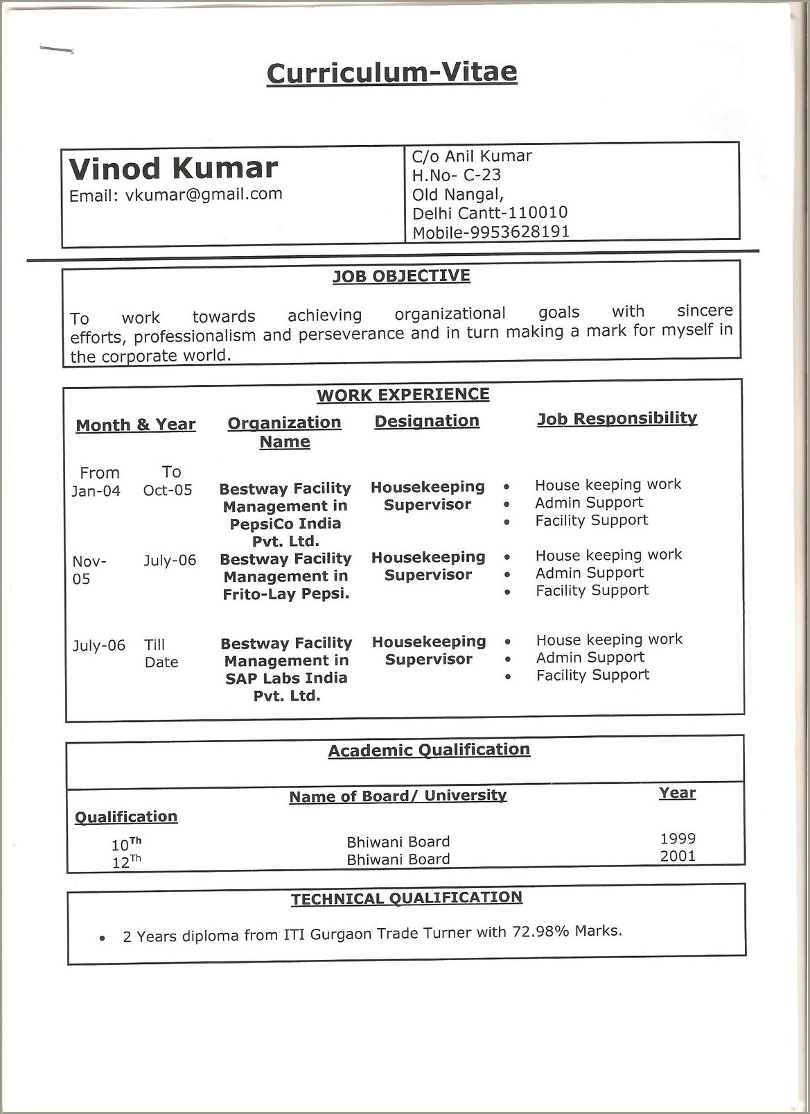 Example Of A Housekeeping Resume For Entry Level