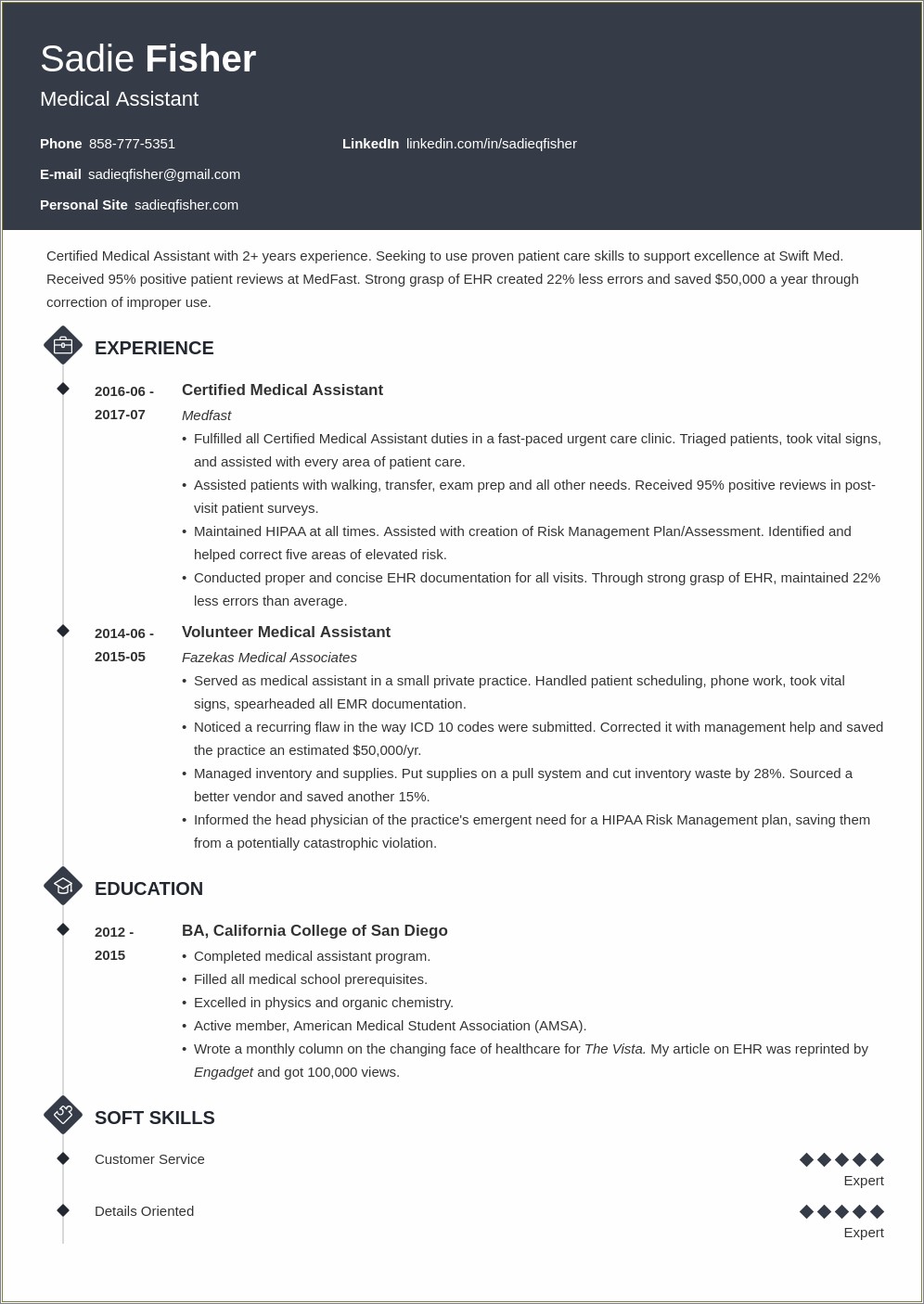 Example Of A Medical Assistant Student Resume