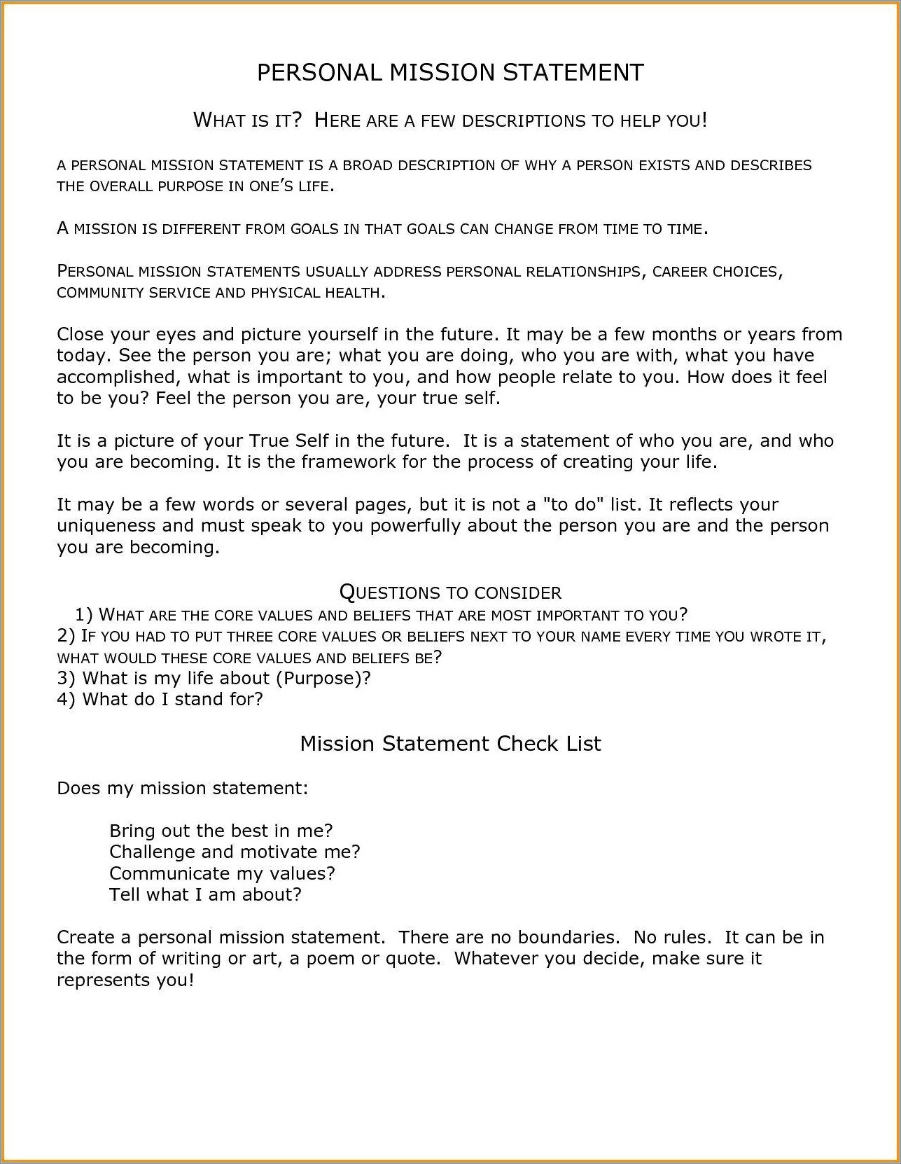 Example Of A Mission Statement Resume